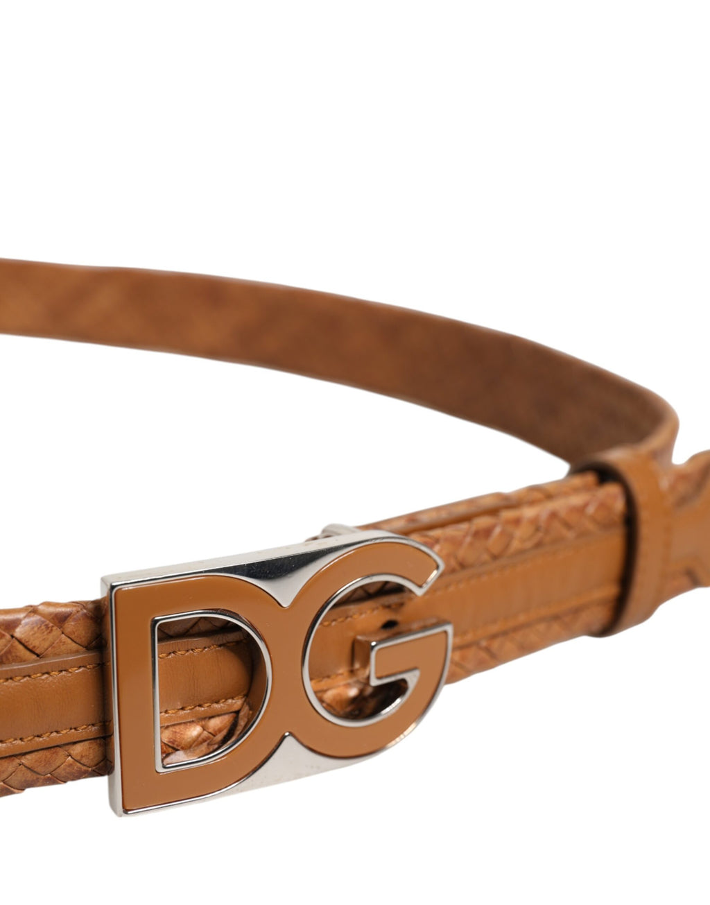 Ceinture tressée en métal marron avec boucle logo DG Dolce & Gabbana