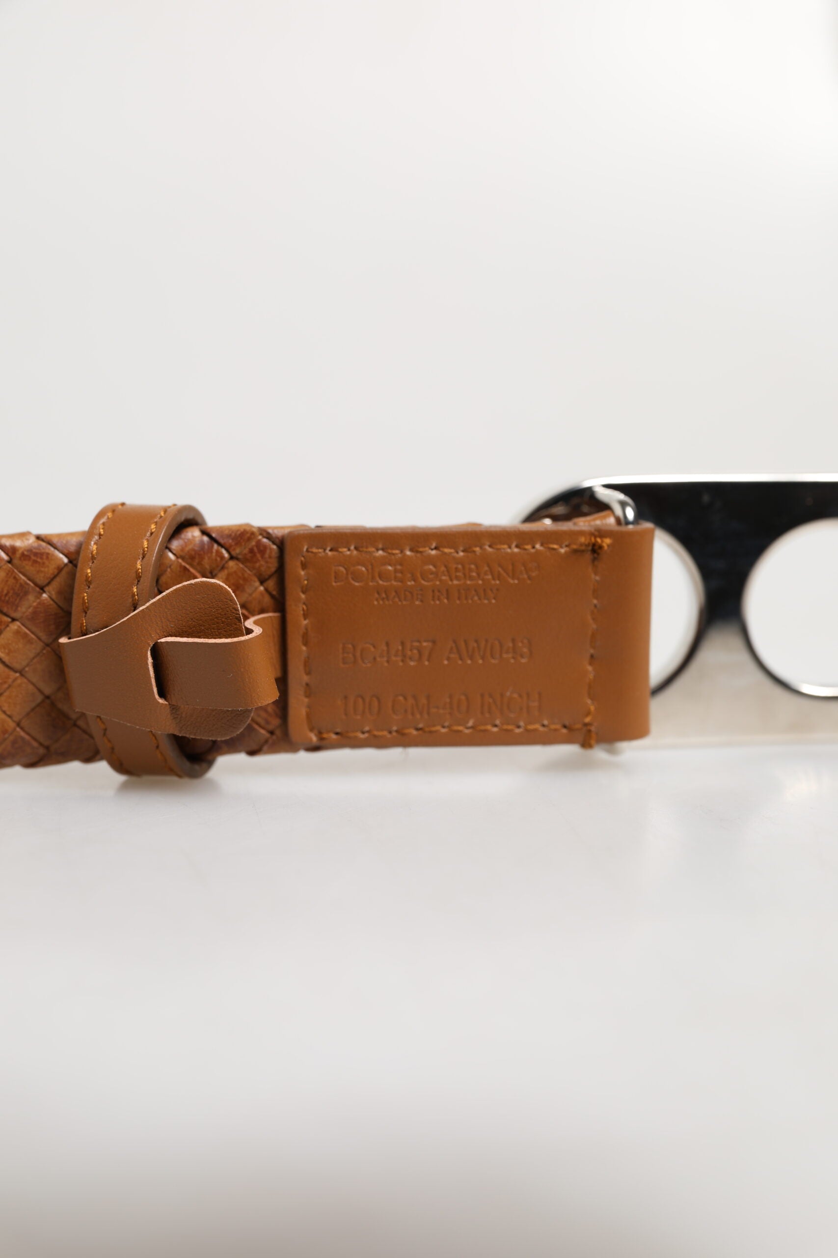 Ceinture tressée en métal marron avec boucle logo DG Dolce & Gabbana