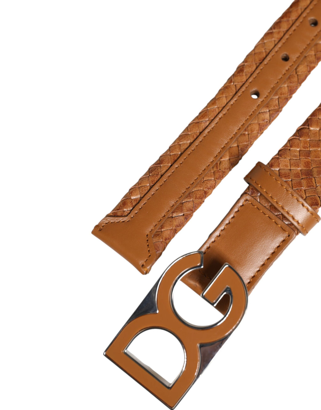 Ceinture tressée en métal marron avec boucle logo DG Dolce & Gabbana