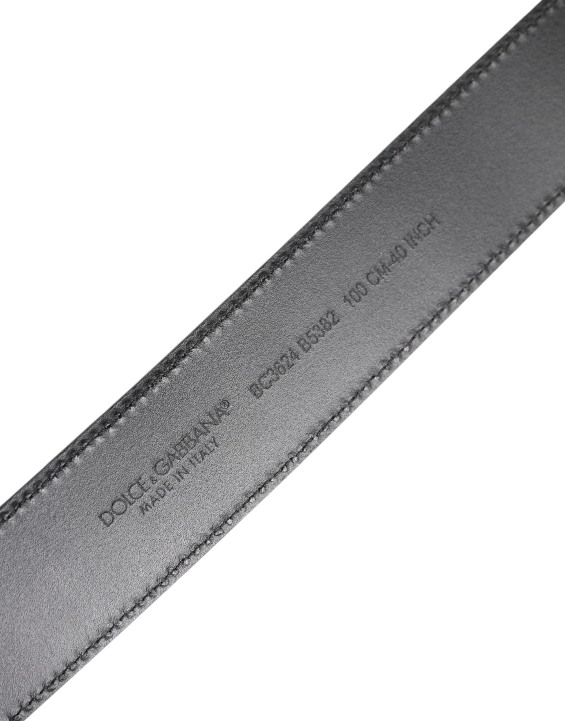Dolce &amp; Gabbana – Schwarzer Ledergürtel mit Metalllogo