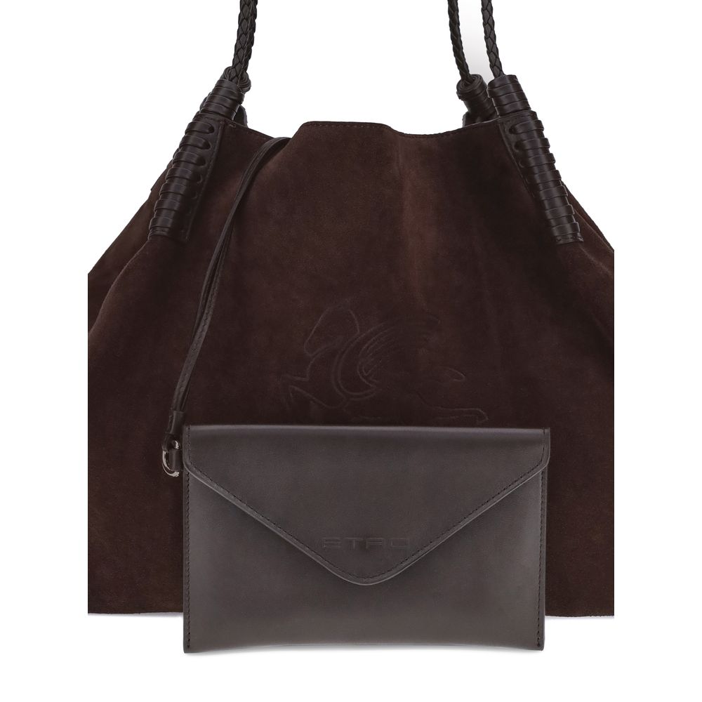 Etro Brown Calf Leather Bos Taurus Shoulder Bag