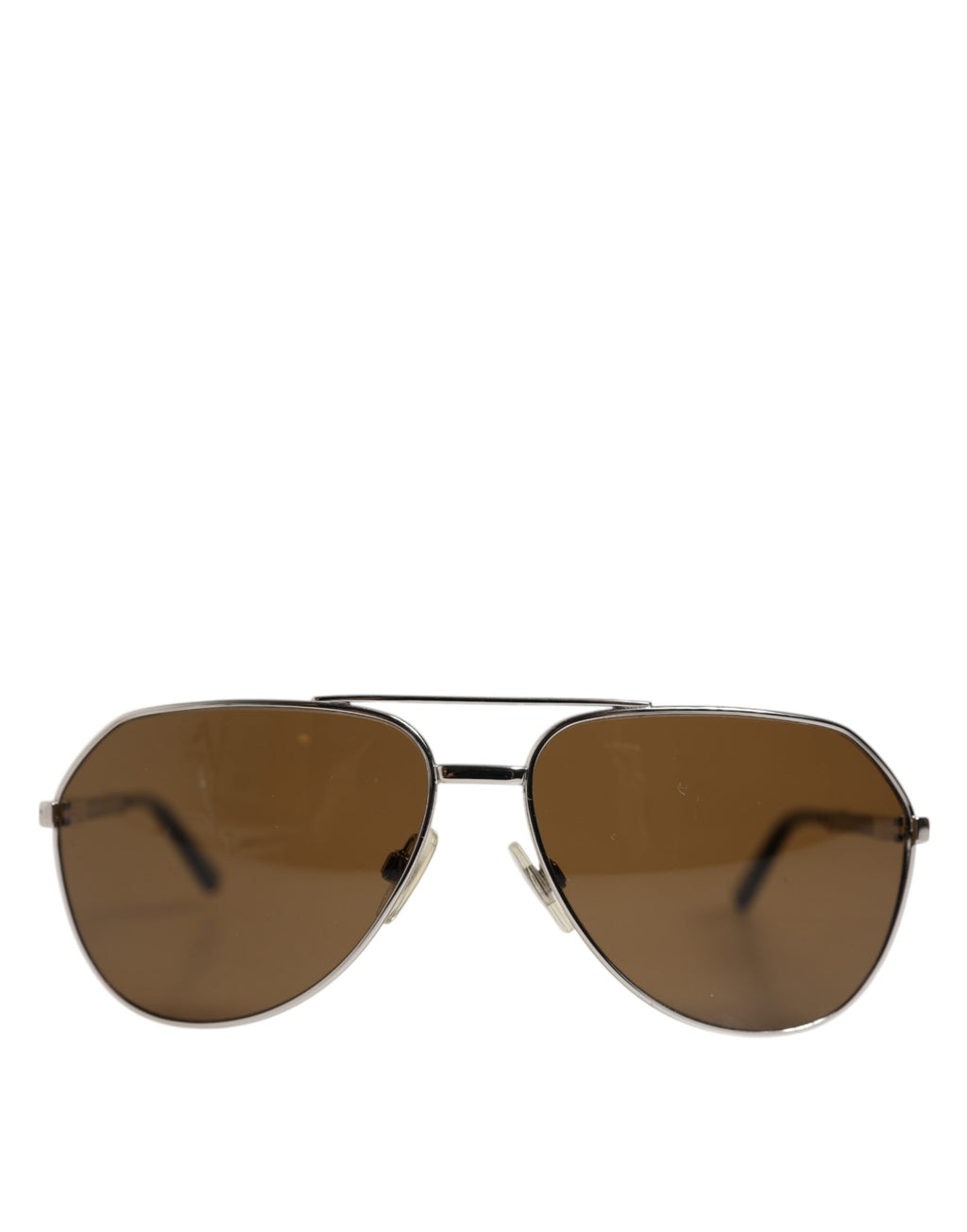 Dolce &amp; Gabbana DG2073 Klassische Pilotensonnenbrille aus silbernem Stahl mit braunen Gläsern