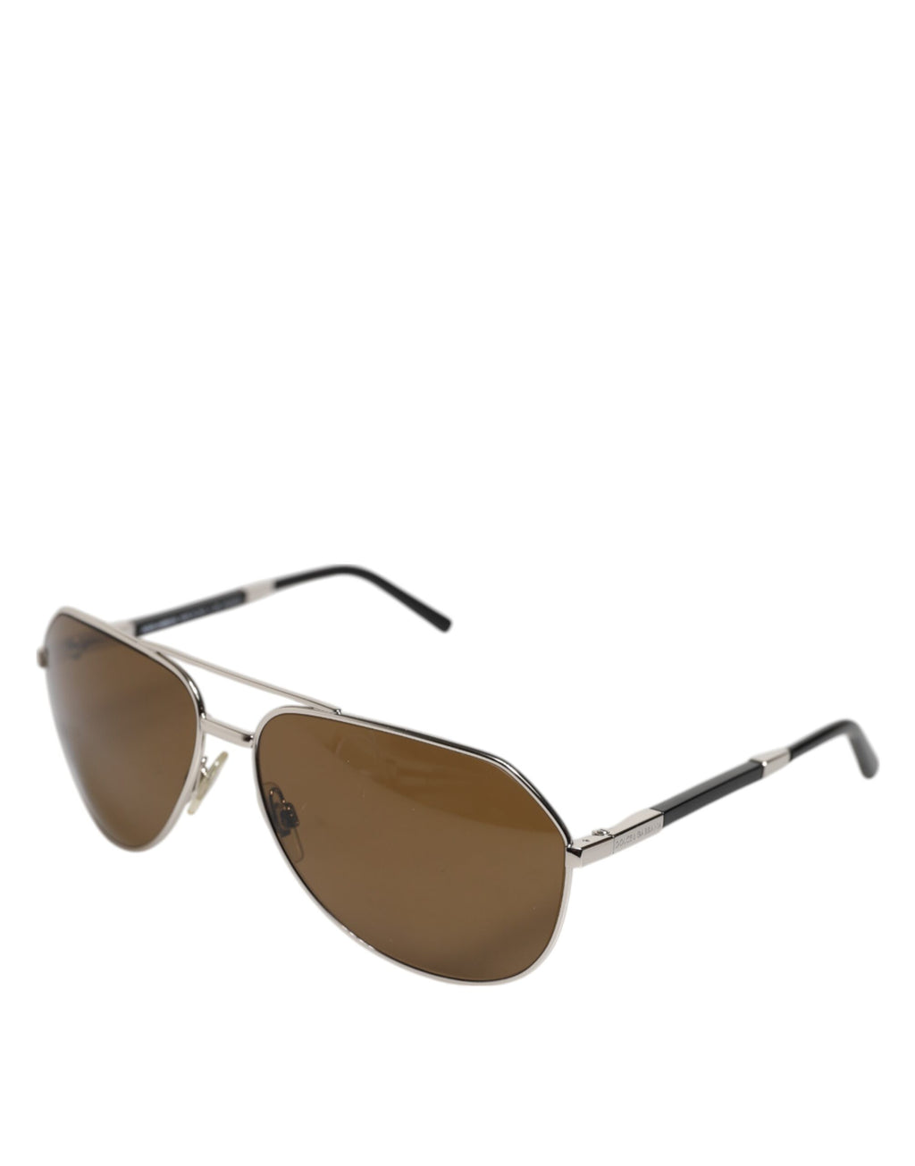 Dolce &amp; Gabbana DG2073 Klassische Pilotensonnenbrille aus silbernem Stahl mit braunen Gläsern