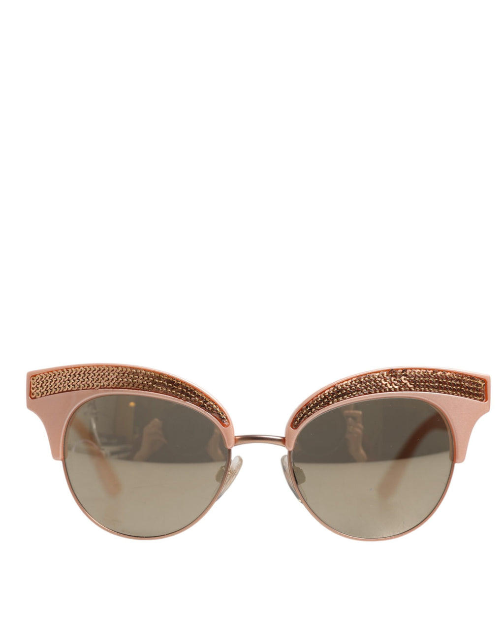 Dolce &amp; Gabbana – Verspiegelte Cat-Eye-Sonnenbrille mit Pailletten in Roségold DG6109