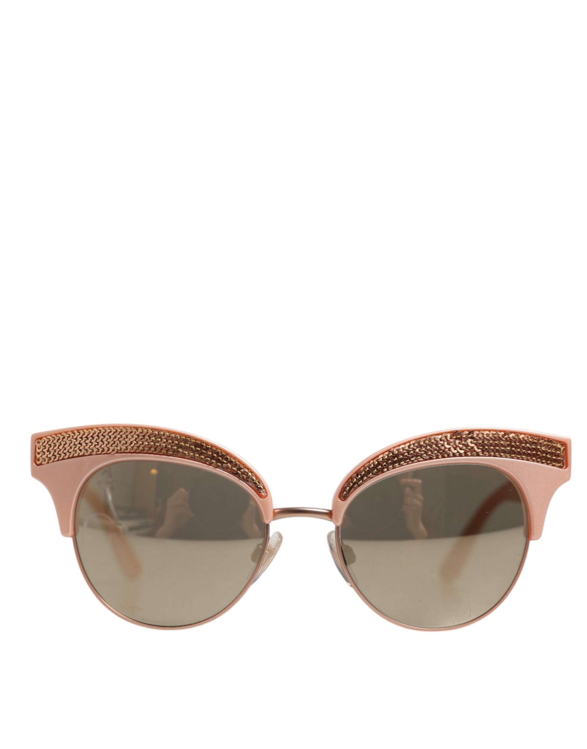 Dolce & Gabbana Pink Gold Mirrored Cat Eye DG6109 Sequined Sunglasses
