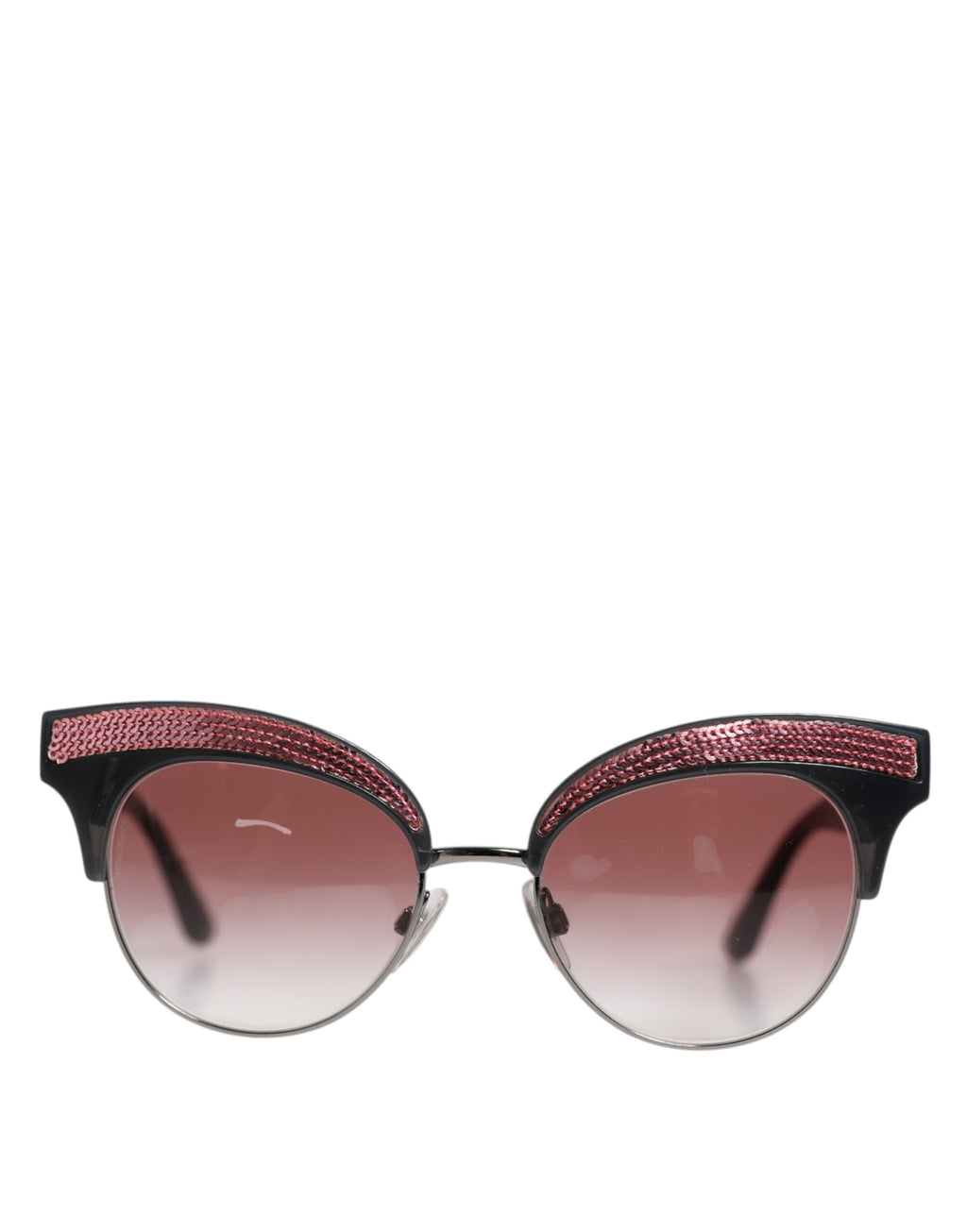 Dolce &amp; Gabbana – Cat-Eye-Sonnenbrille mit Pailletten in Schwarz und Rosa, verspiegelt, DG6109