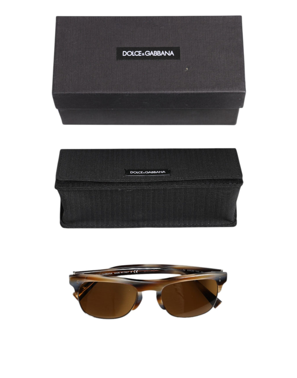 Dolce &amp; Gabbana Braun gestreifte Acetat-Sonnenbrille DG4305