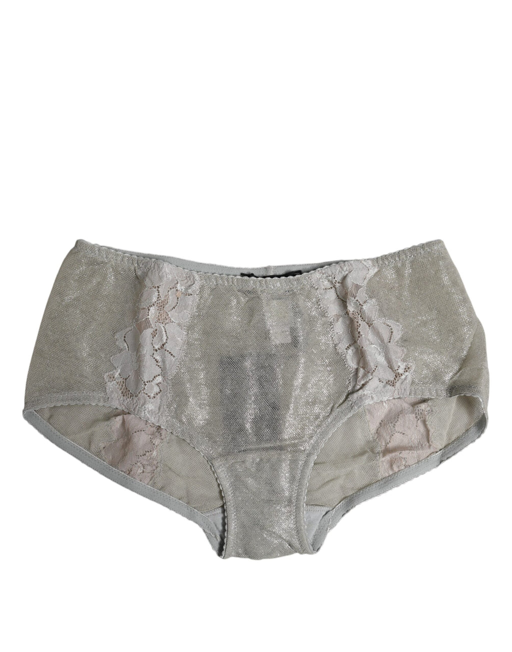 Sous-vêtement culotte taille haute en coton gris dentelle florale Dolce & Gabbana