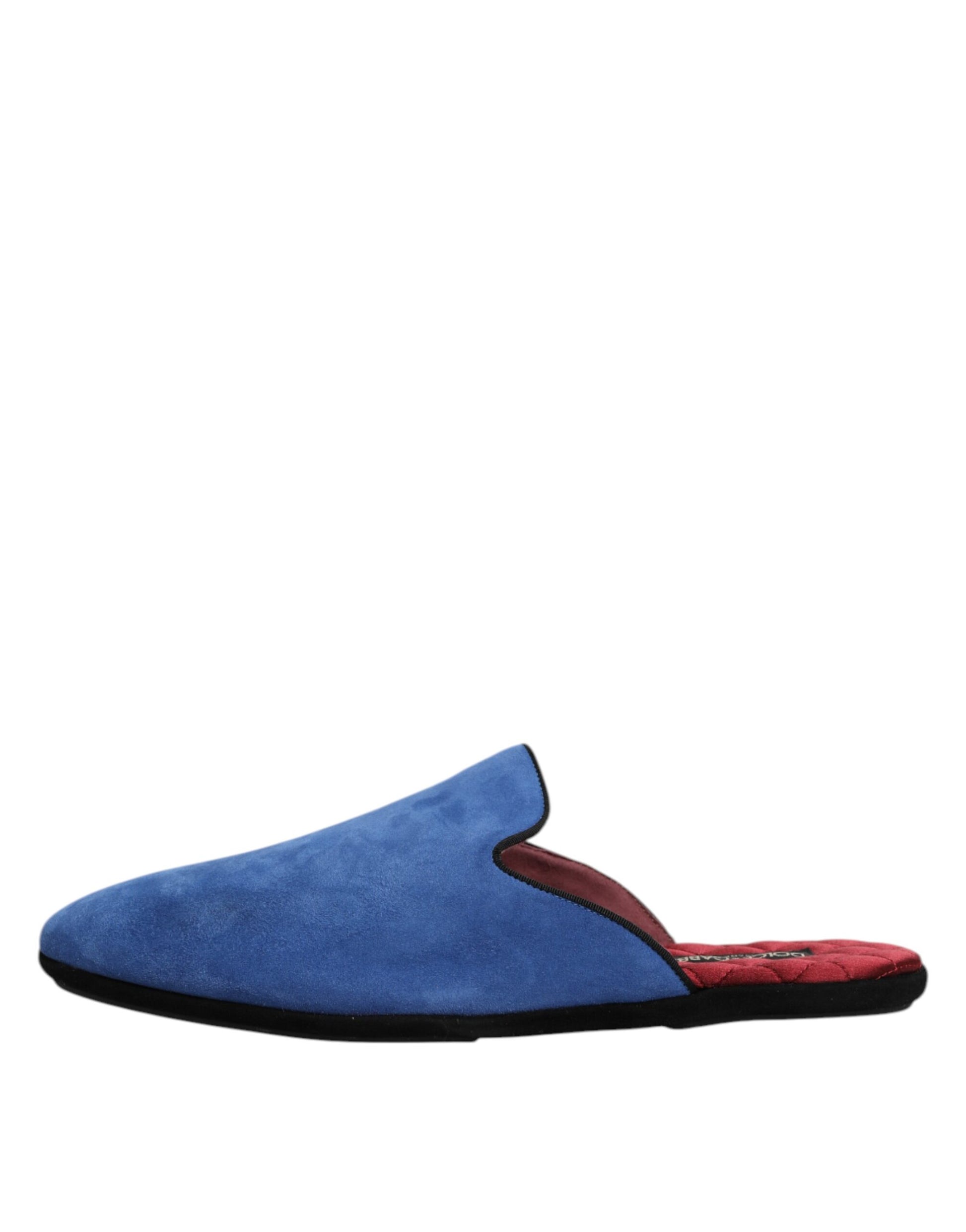 Dolce &amp; Gabbana – Flache Capra-Slides aus Wildleder in Blau