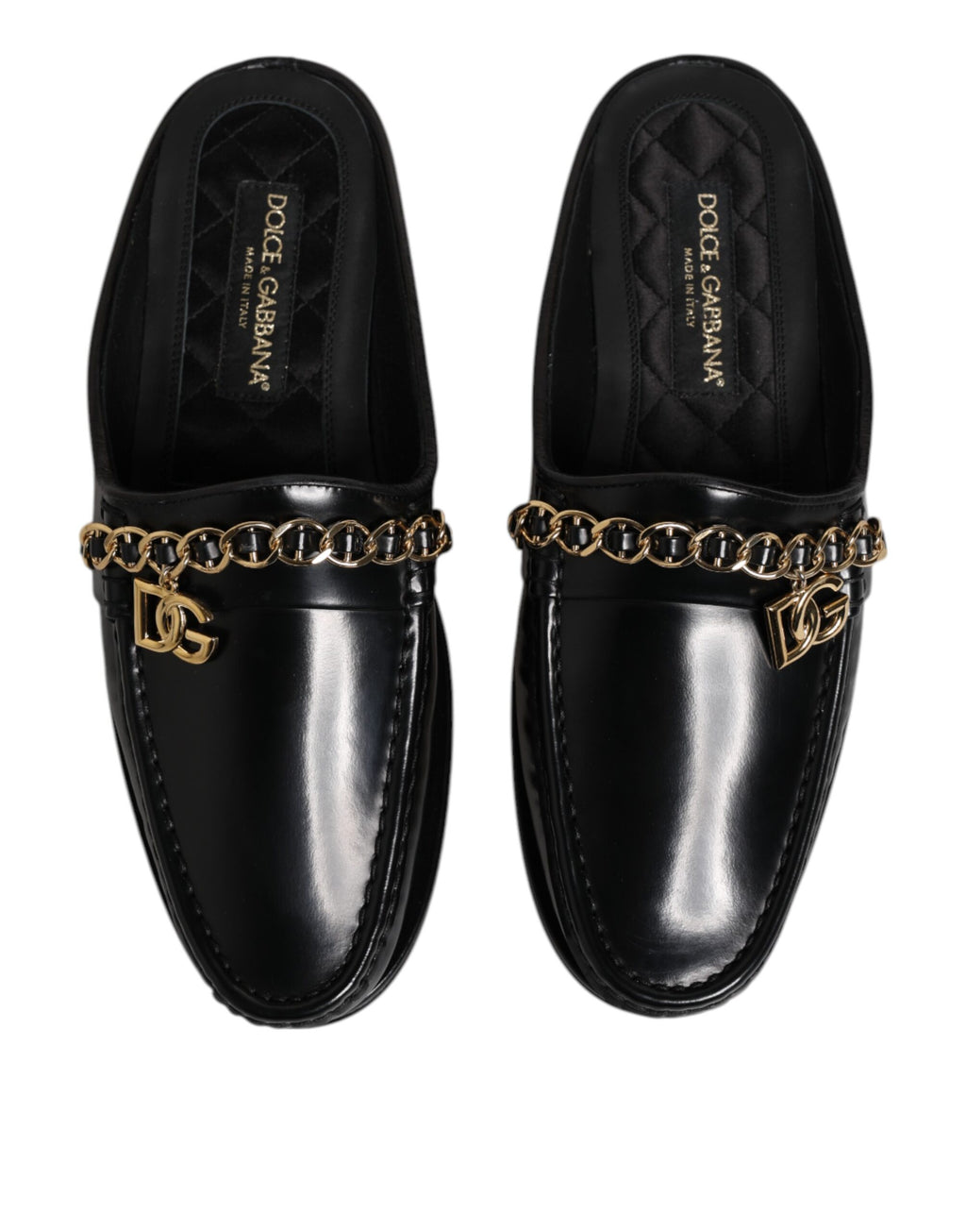 Dolce &amp; Gabbana – Sandalen mit DG-Kette und Verzierung aus schwarzem Leder