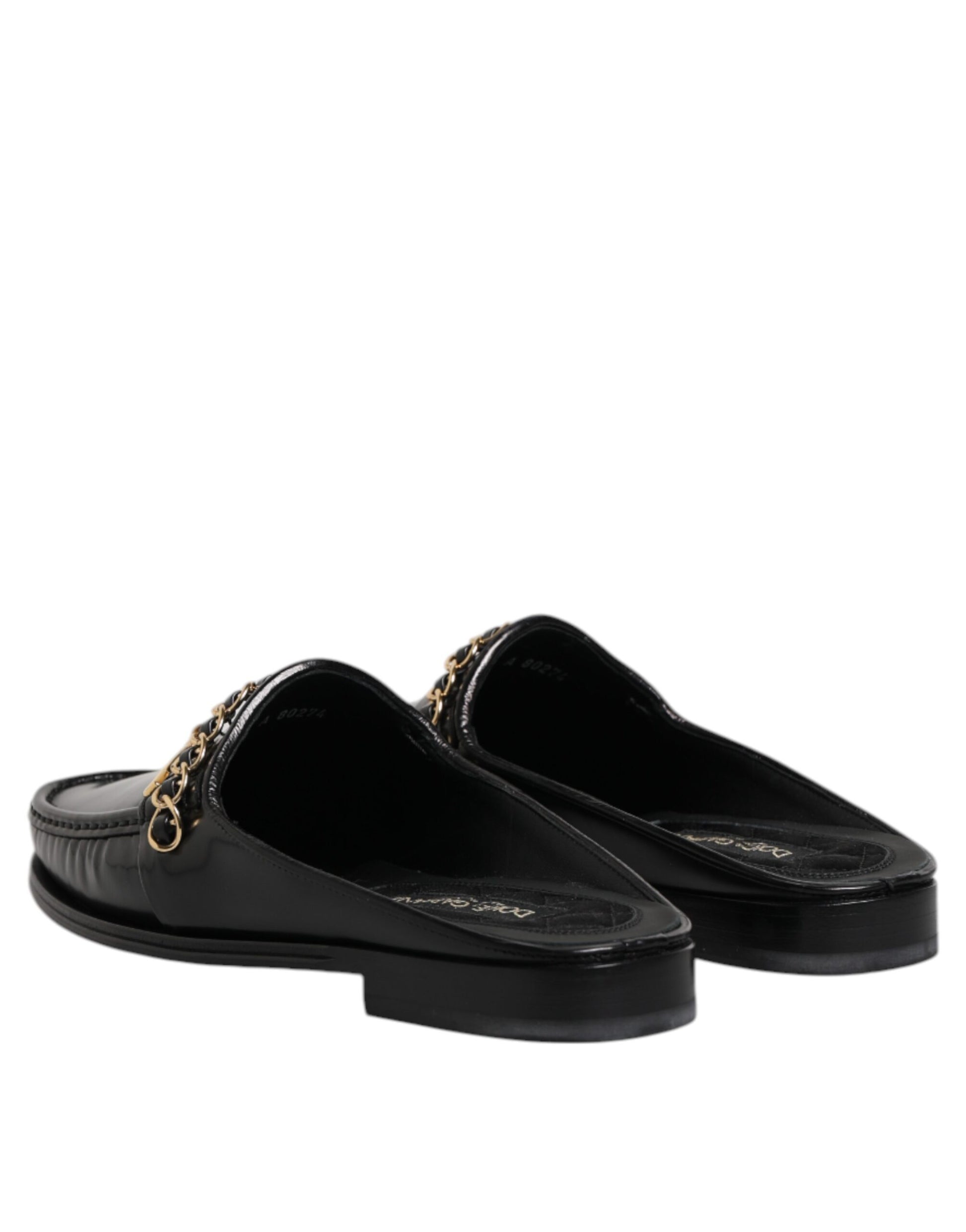 Dolce &amp; Gabbana – Sandalen mit DG-Kette und Verzierung aus schwarzem Leder