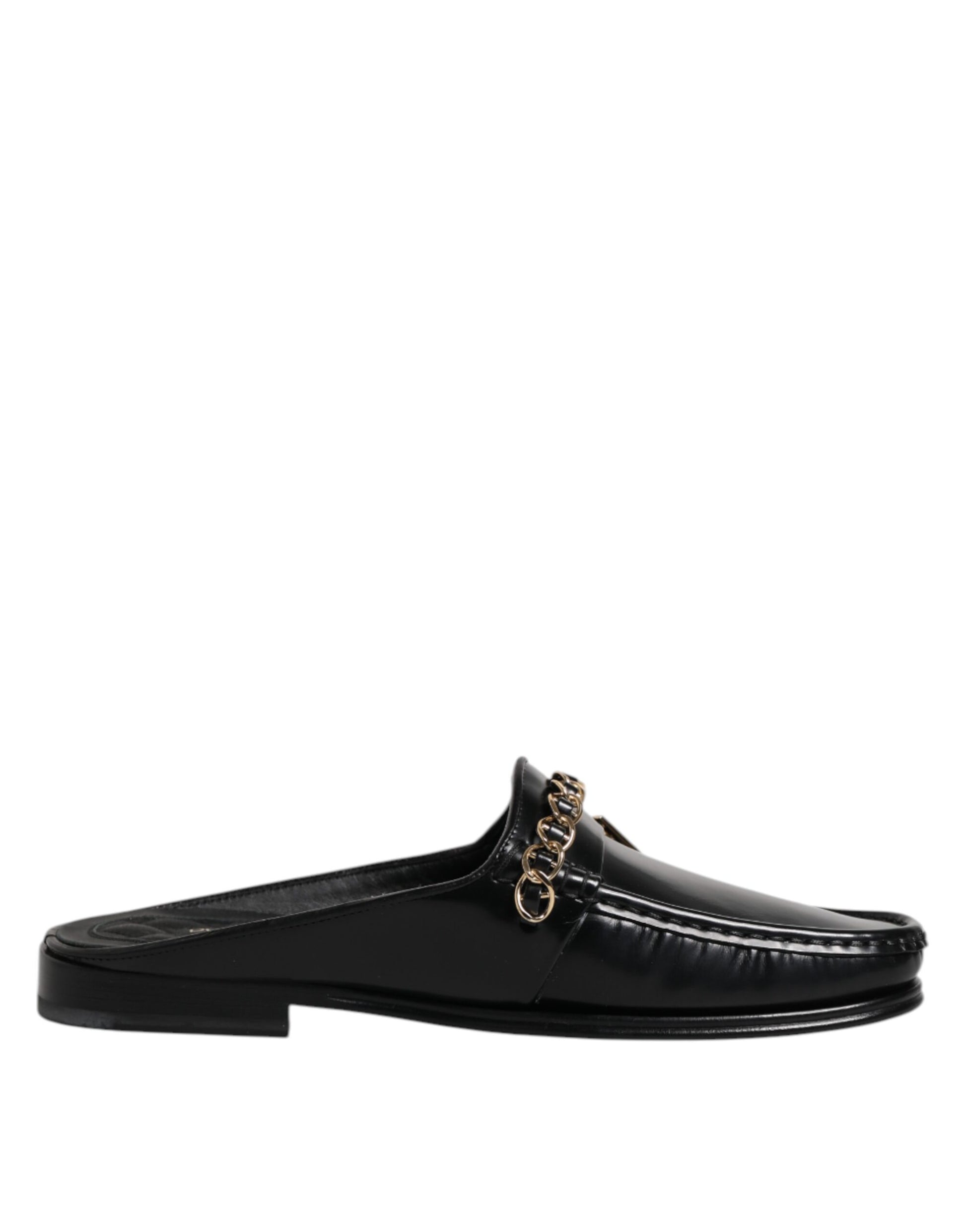 Dolce &amp; Gabbana – Sandalen mit DG-Kette und Verzierung aus schwarzem Leder