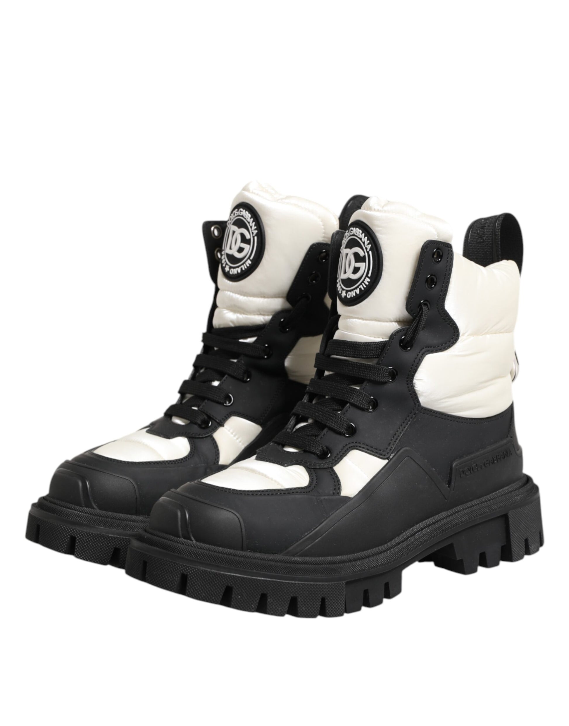 Dolce & Gabbana Black Lace Up Boots for Women side view