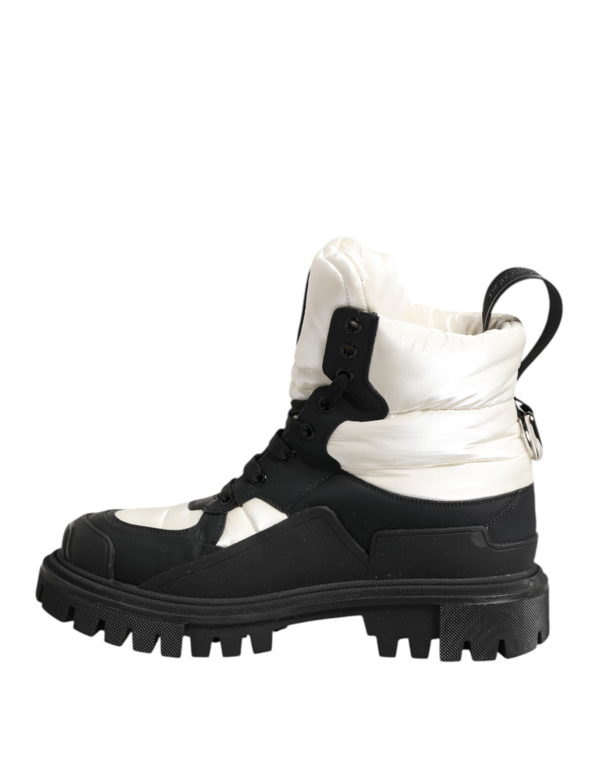 Dolce & Gabbana Schwarz-weiße gepolsterte Schnürstiefeletten Schuhe