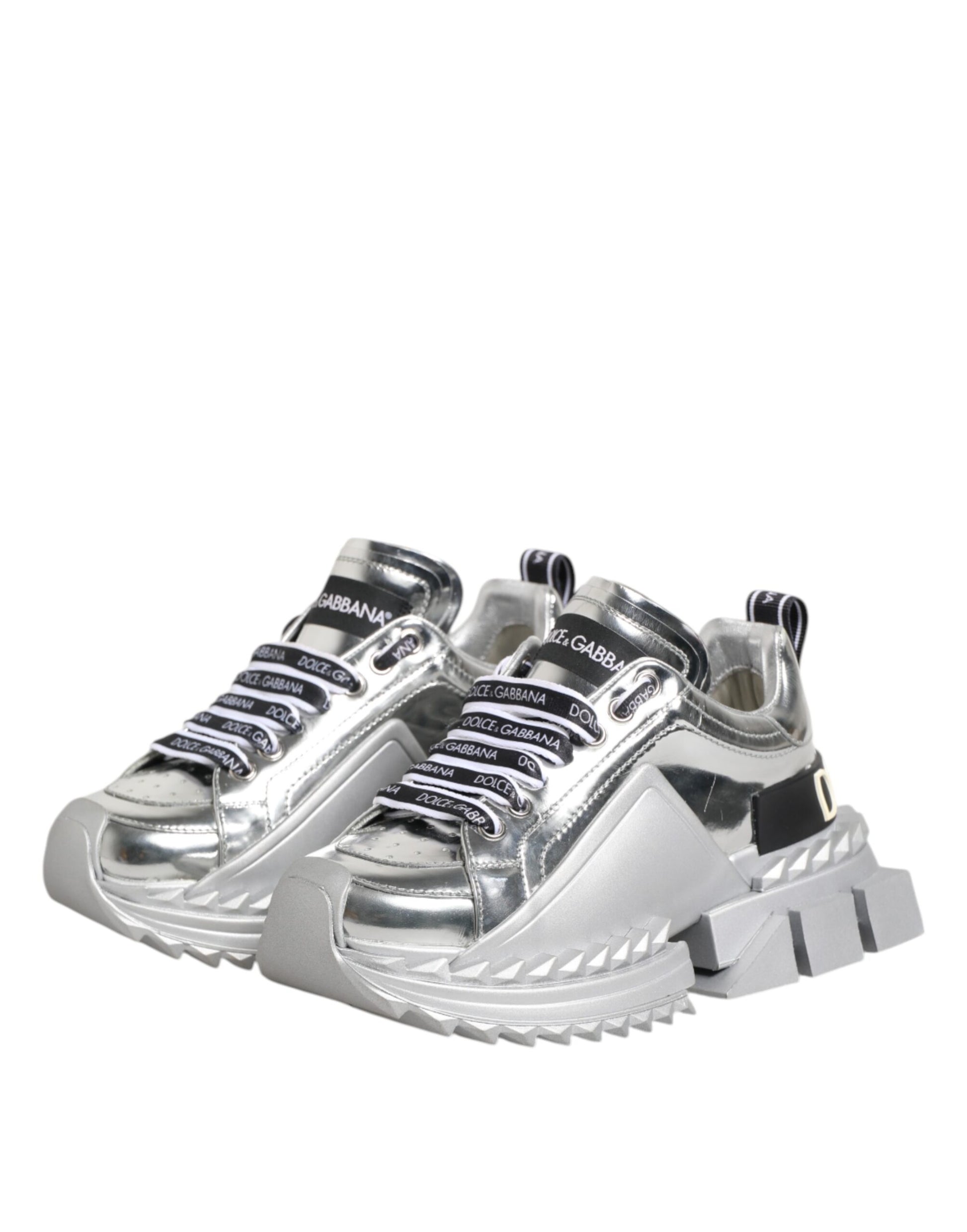 Dolce & Gabbana Silver Low Top Sneakers for Women side view