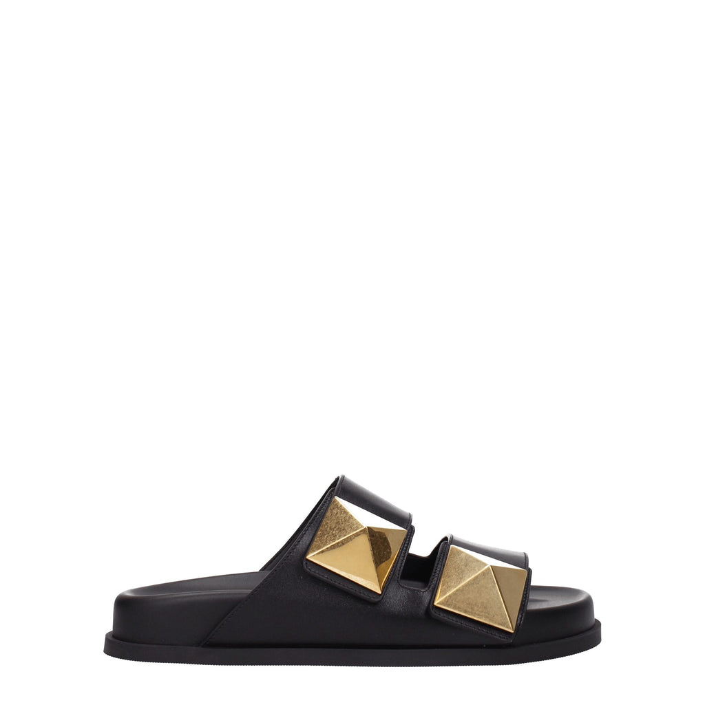 Mules en cuir noires Valentino Garavani
