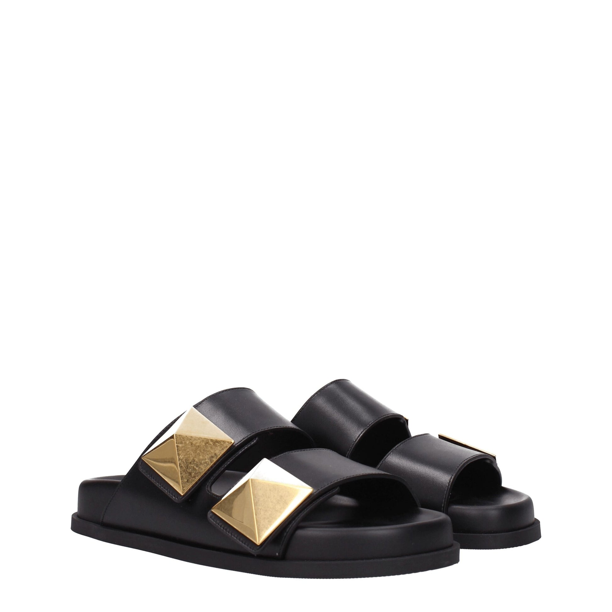 Mules en cuir noires Valentino Garavani