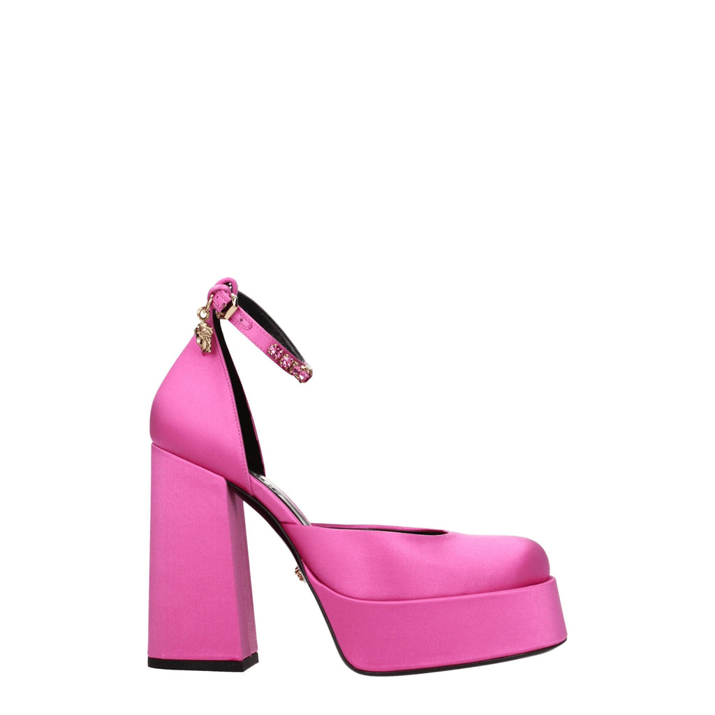 Escarpins à plateforme en satin rose Versace