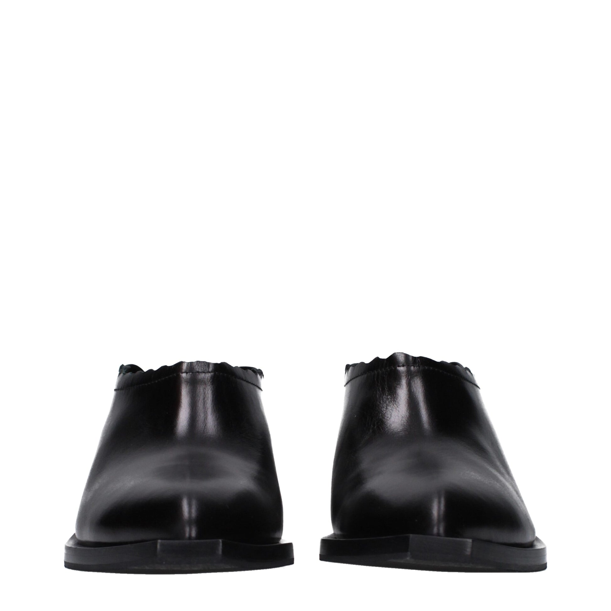 Moschino Black Leather Mules