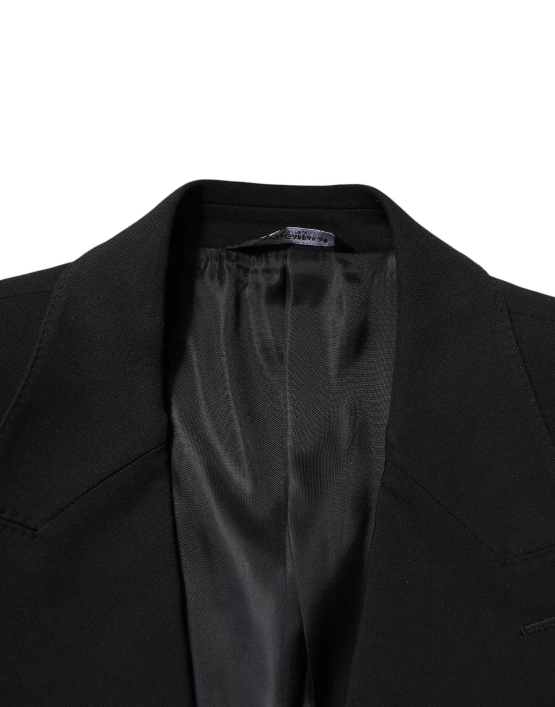 Dolce &amp; Gabbana – Schwarzer, einreihiger, zweiteiliger Anzug aus Baumwolle