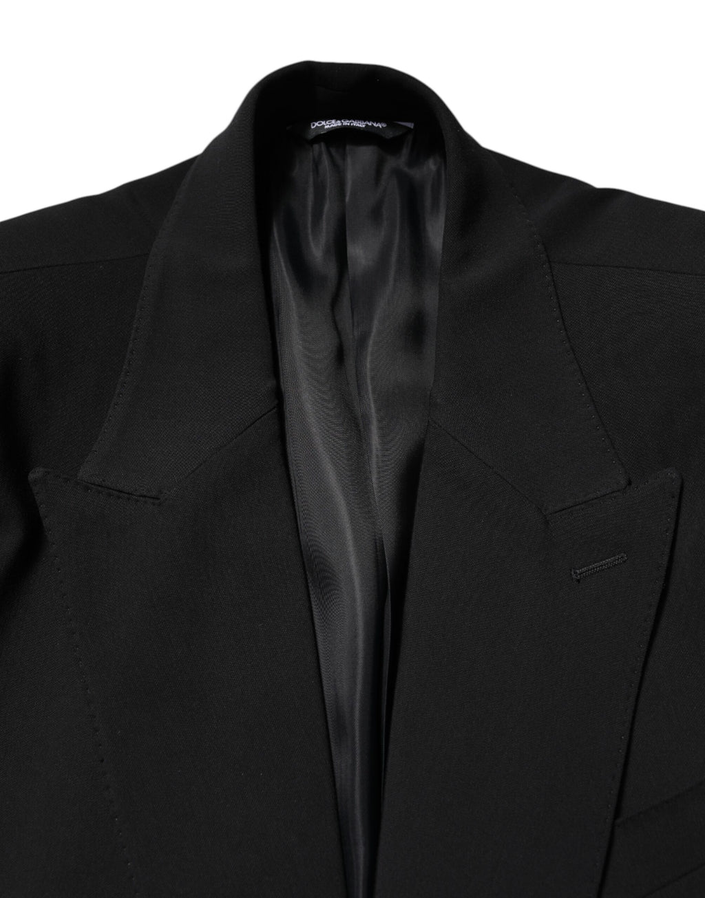Dolce &amp; Gabbana – Schwarzer, einreihiger, zweiteiliger Anzug aus Baumwolle