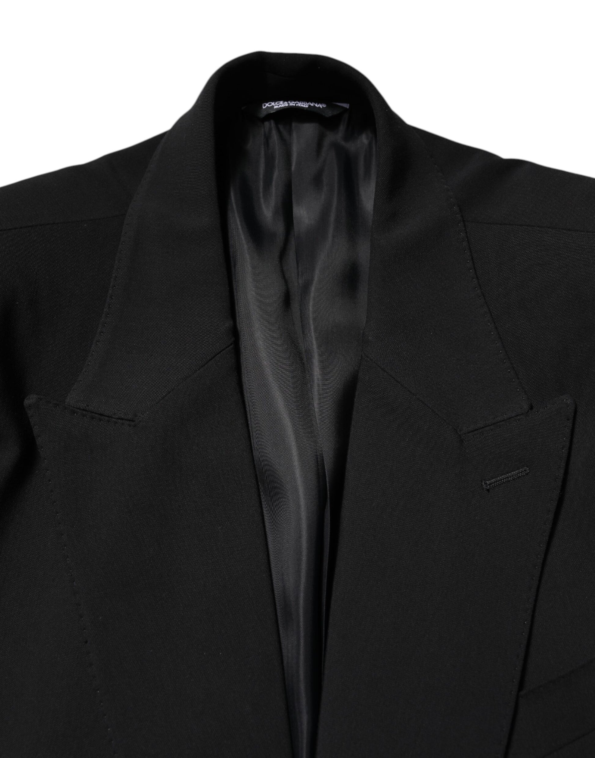 Dolce &amp; Gabbana – Schwarzer, einreihiger, zweiteiliger Anzug aus Baumwolle