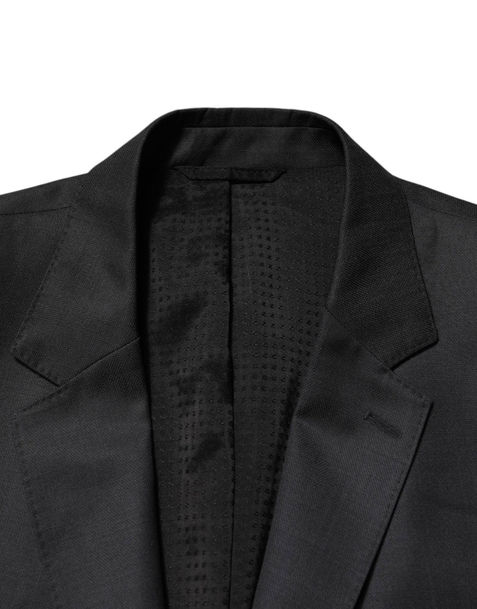 Dolce &amp; Gabbana – Einreihiger, zweiteiliger Anzug aus dunkelgrauer Wolle