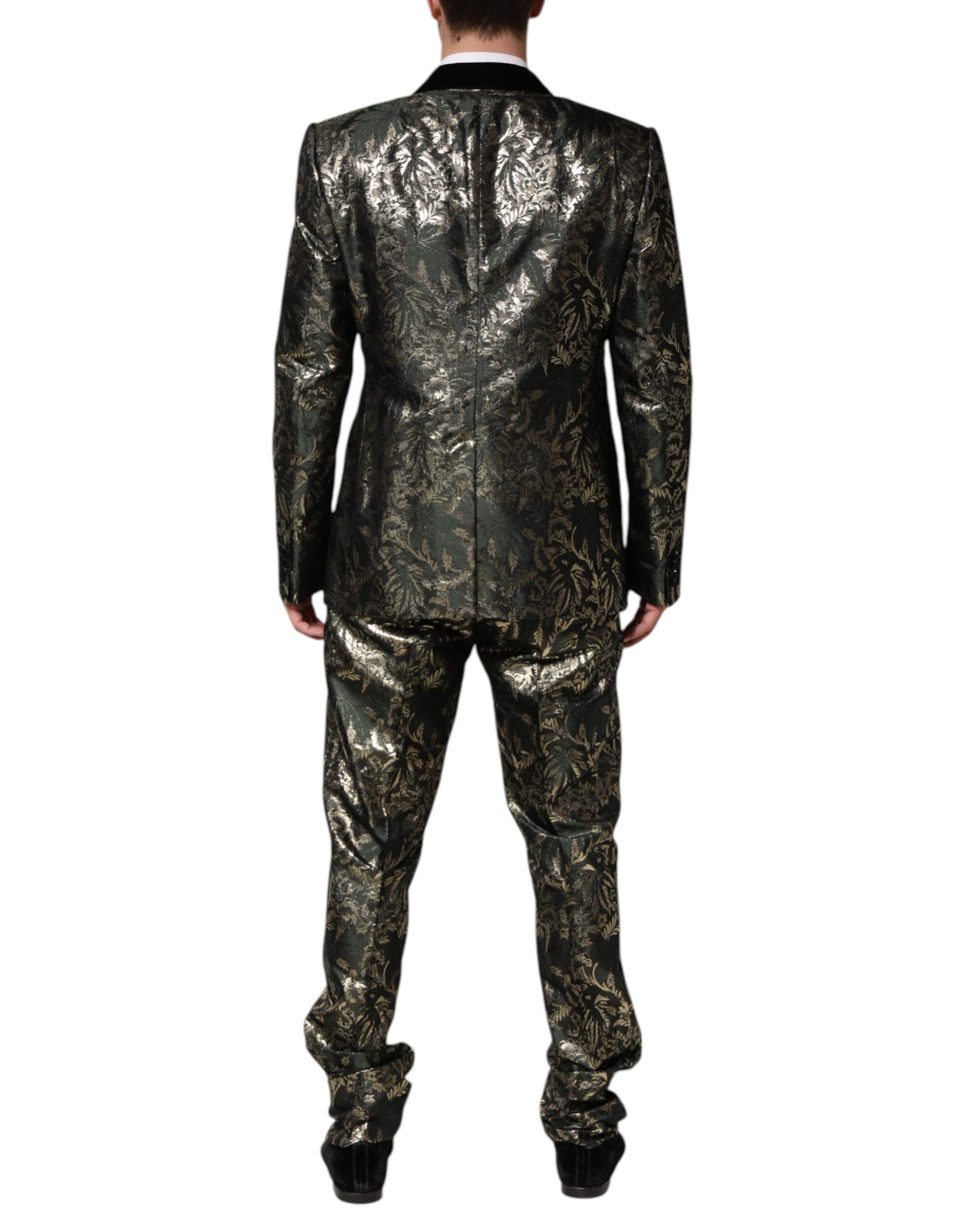 Dolce &amp; Gabbana – Zweiteiliger Anzug aus Jacquard-Seide mit Metallic-Blumenmuster