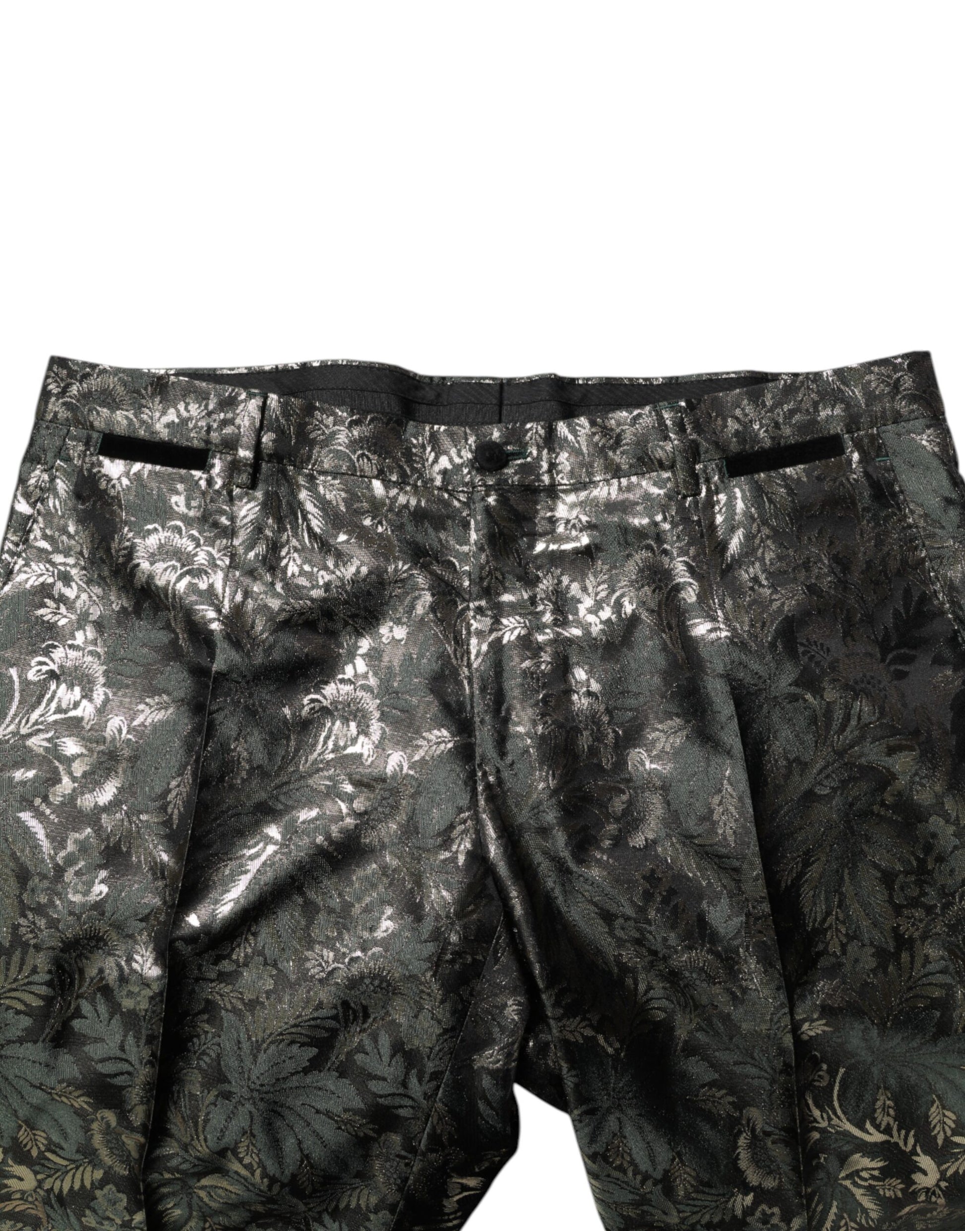 Dolce &amp; Gabbana – Zweiteiliger Anzug aus Jacquard-Seide mit Metallic-Blumenmuster