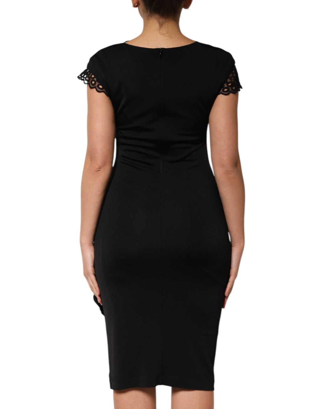 Robe moulante noire à manches courtes Roberto Cavalli