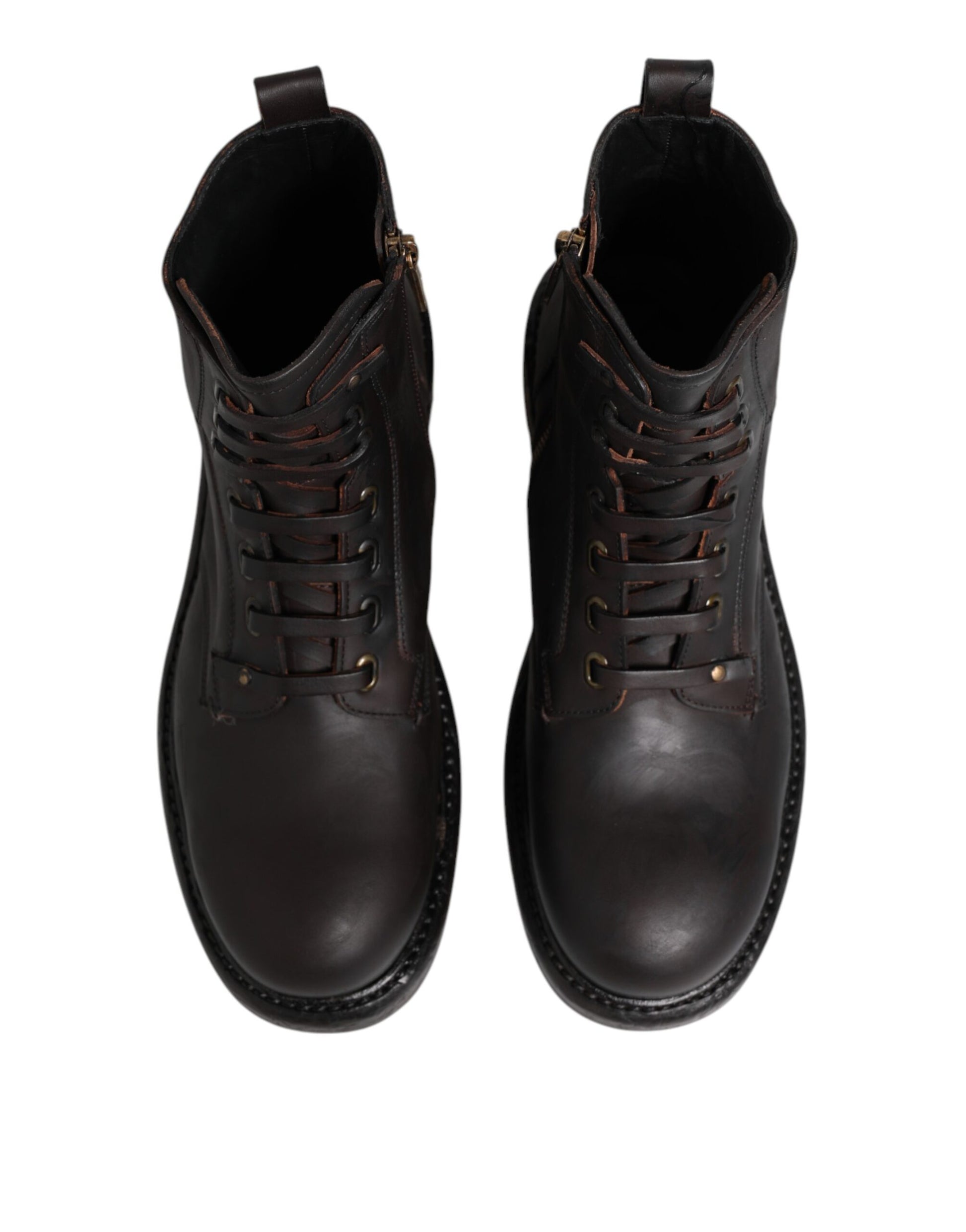 Dolce & Gabbana Brown Lace Up Boots for Men detail view