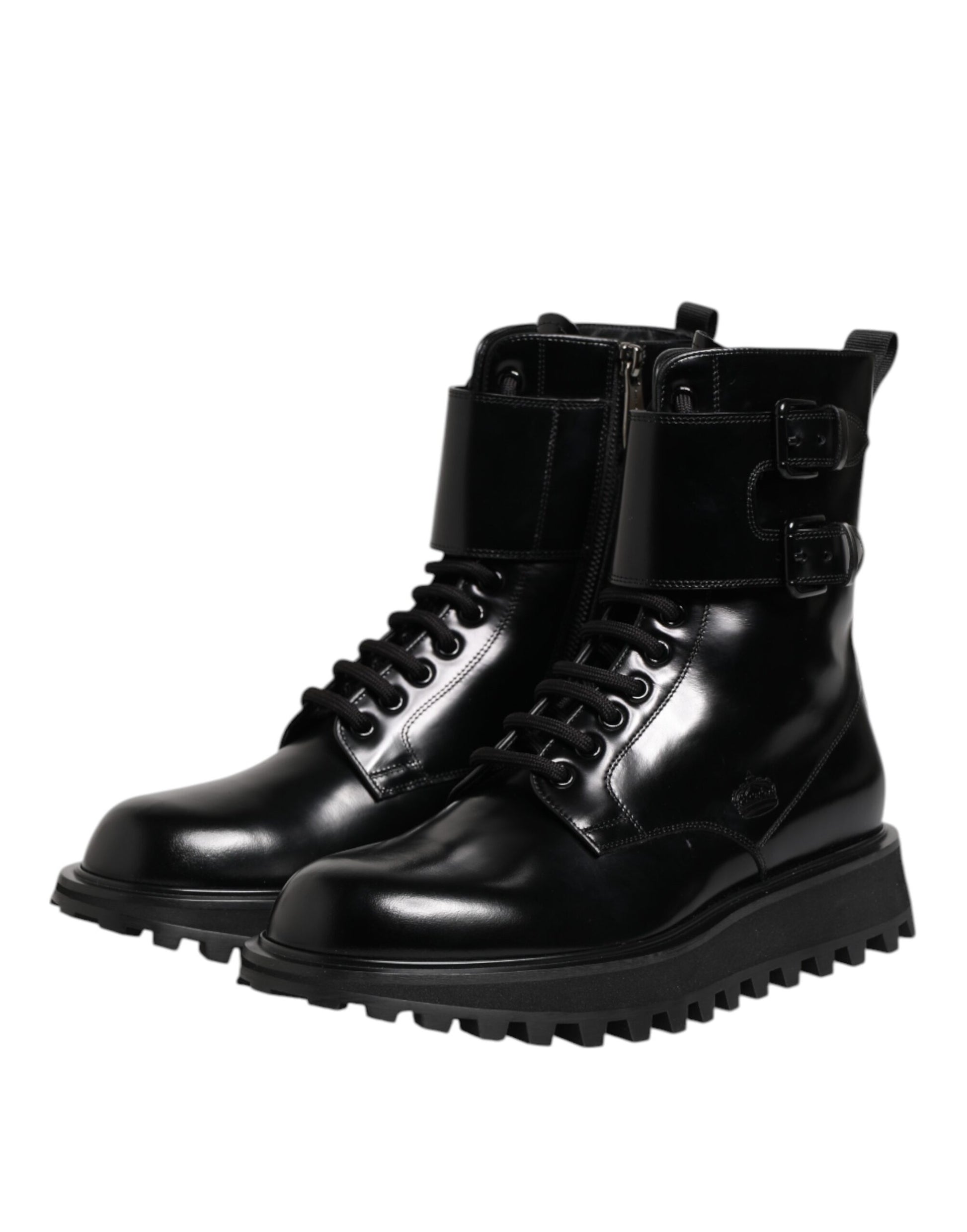 Dolce & Gabbana Black Lace Up Boots for Men side view