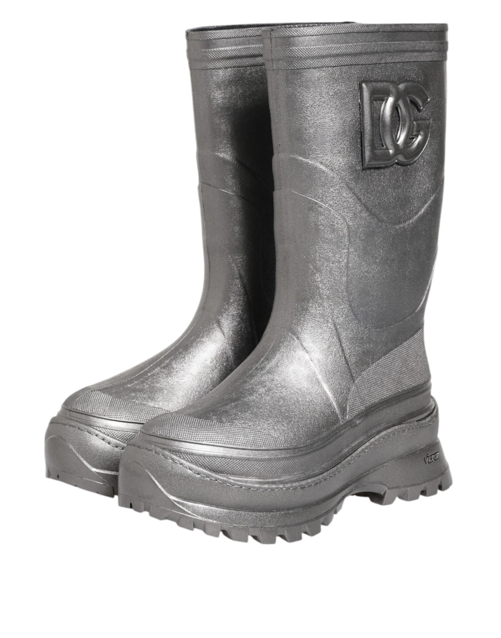 Dolce & Gabbana Bottes de pluie métallisées argentées à enfiler