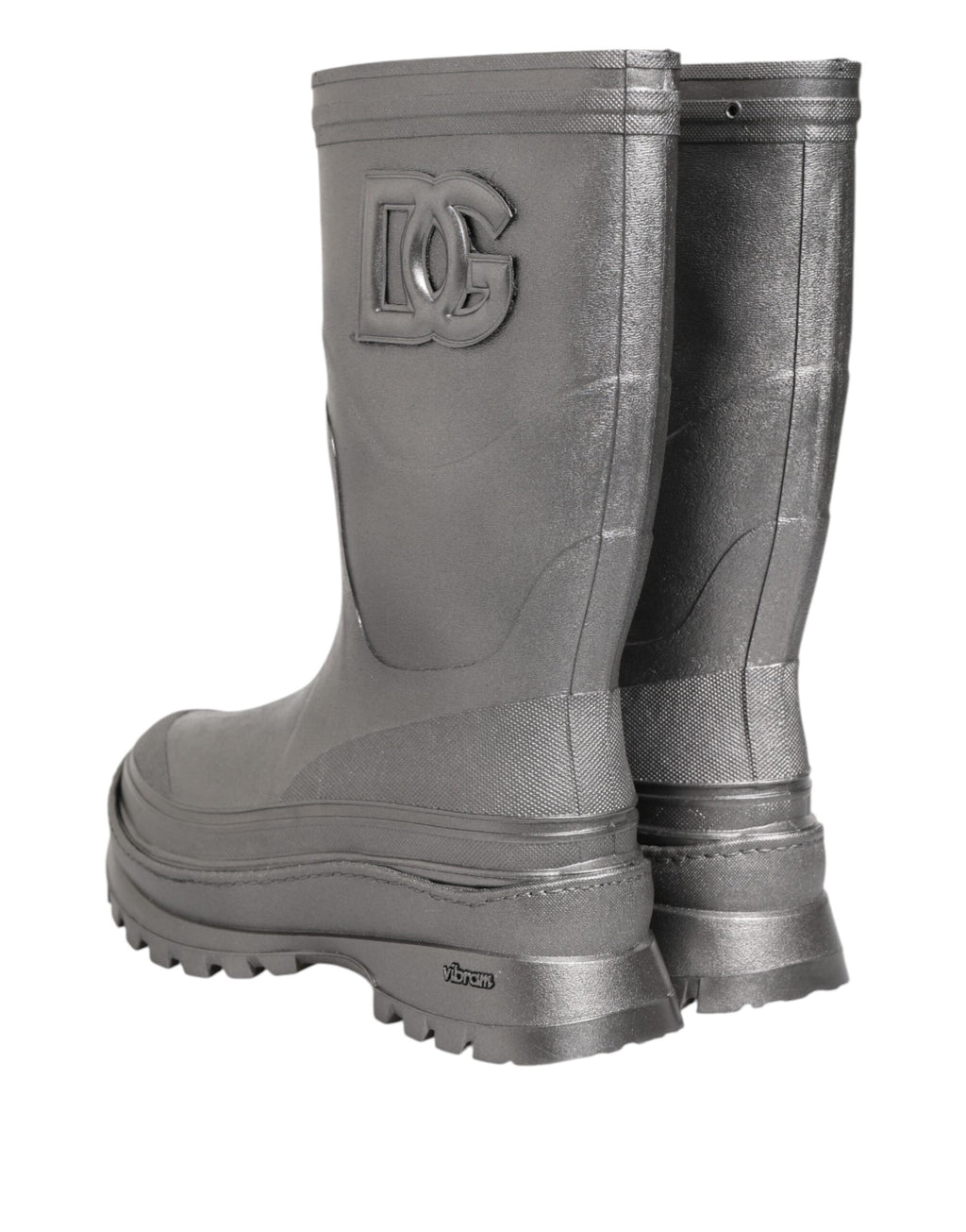 Dolce & Gabbana Bottes de pluie métallisées argentées à enfiler