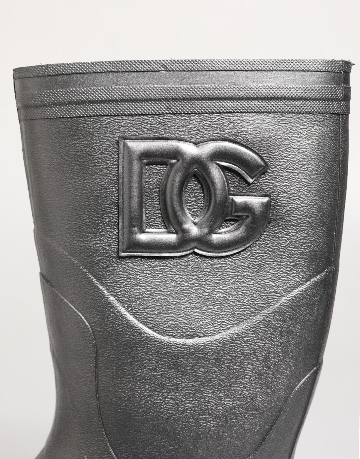 Dolce & Gabbana Metallic Silberfarbene Gummistiefel zum Reinschlüpfen
