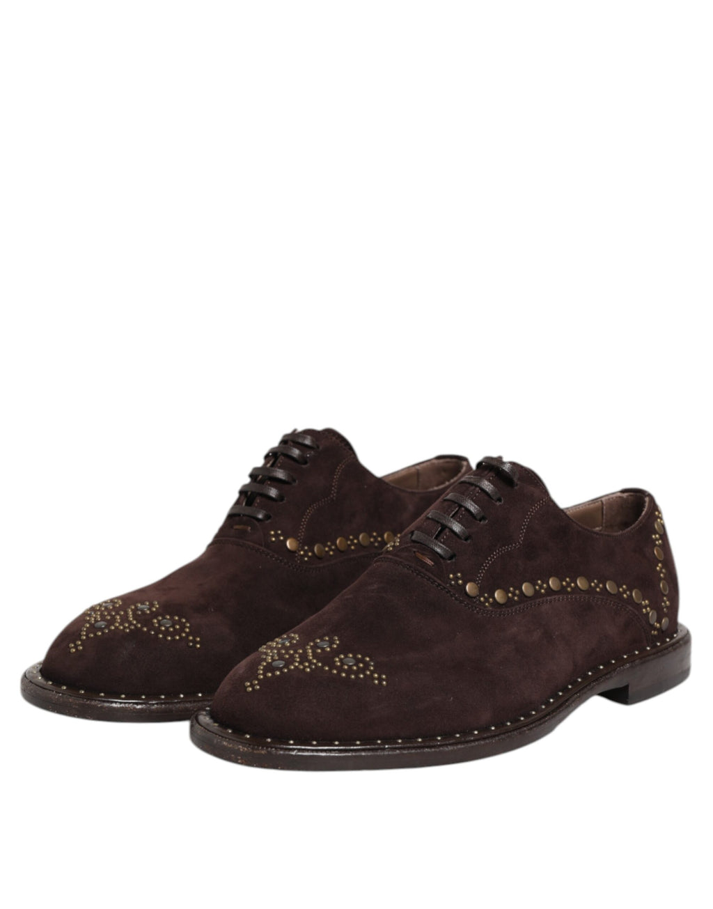 Chaussures habillées Richelieu Dolce & Gabbana en velours marron à lacets