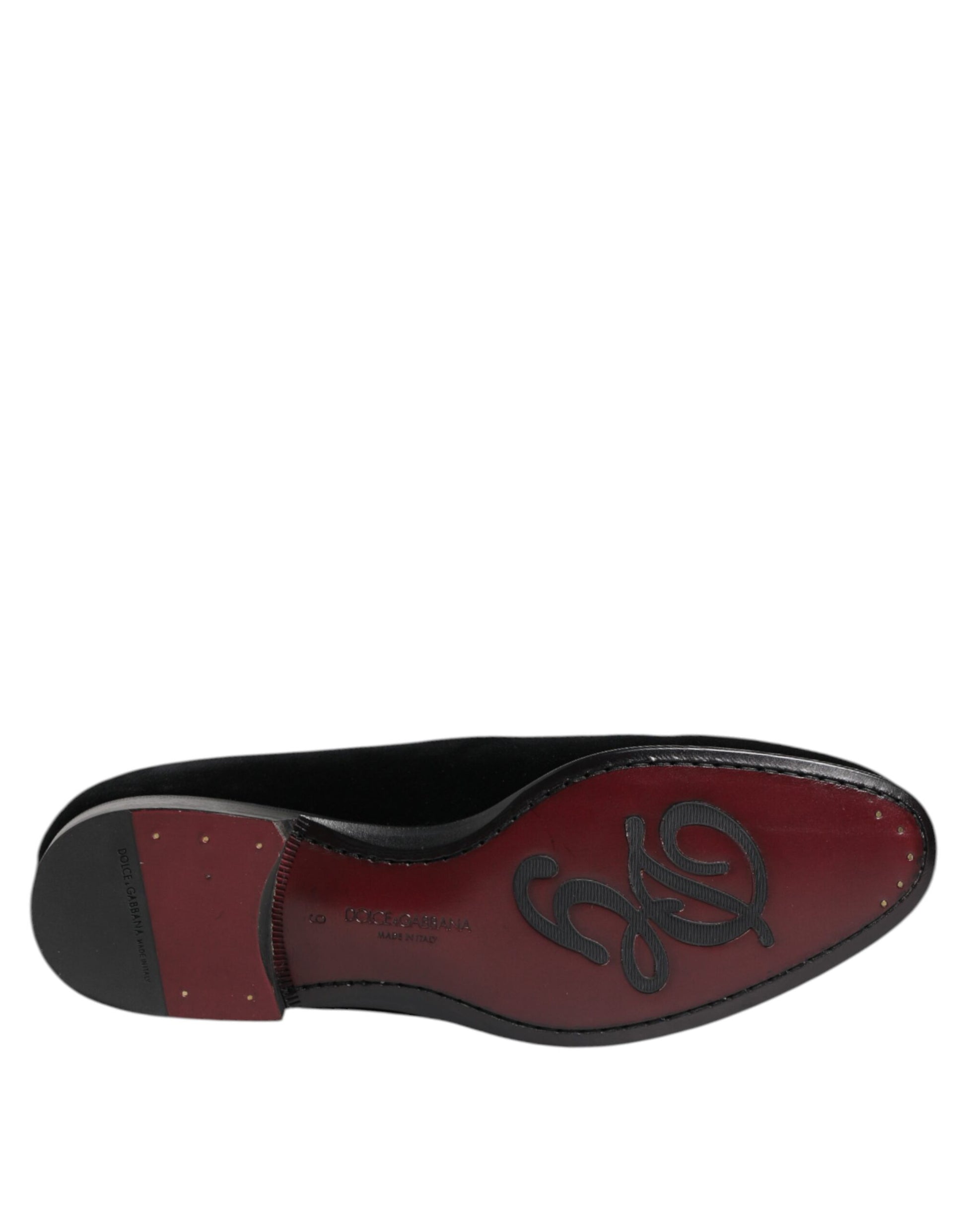 Mocassins en velours noir Dolce & Gabbana Chaussures de soirée habillées pour hommes