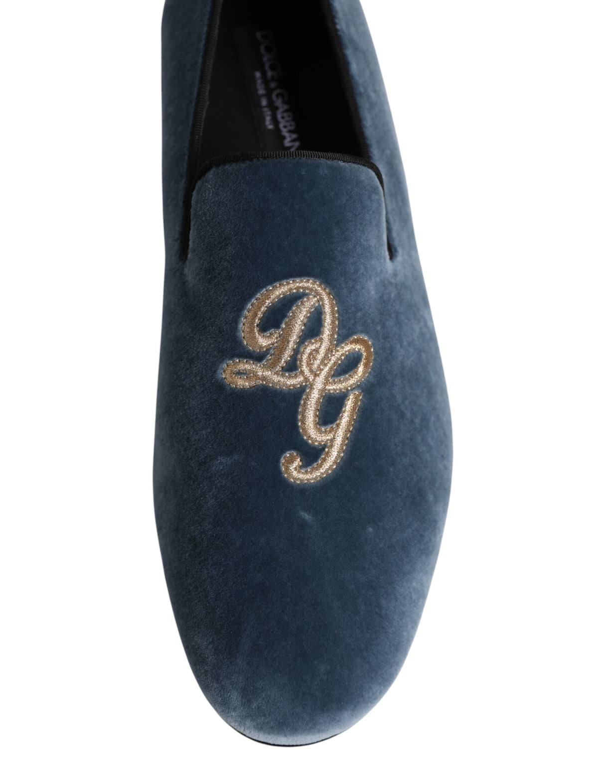 Mocassins Dolce & Gabbana en velours bleu avec logo DG