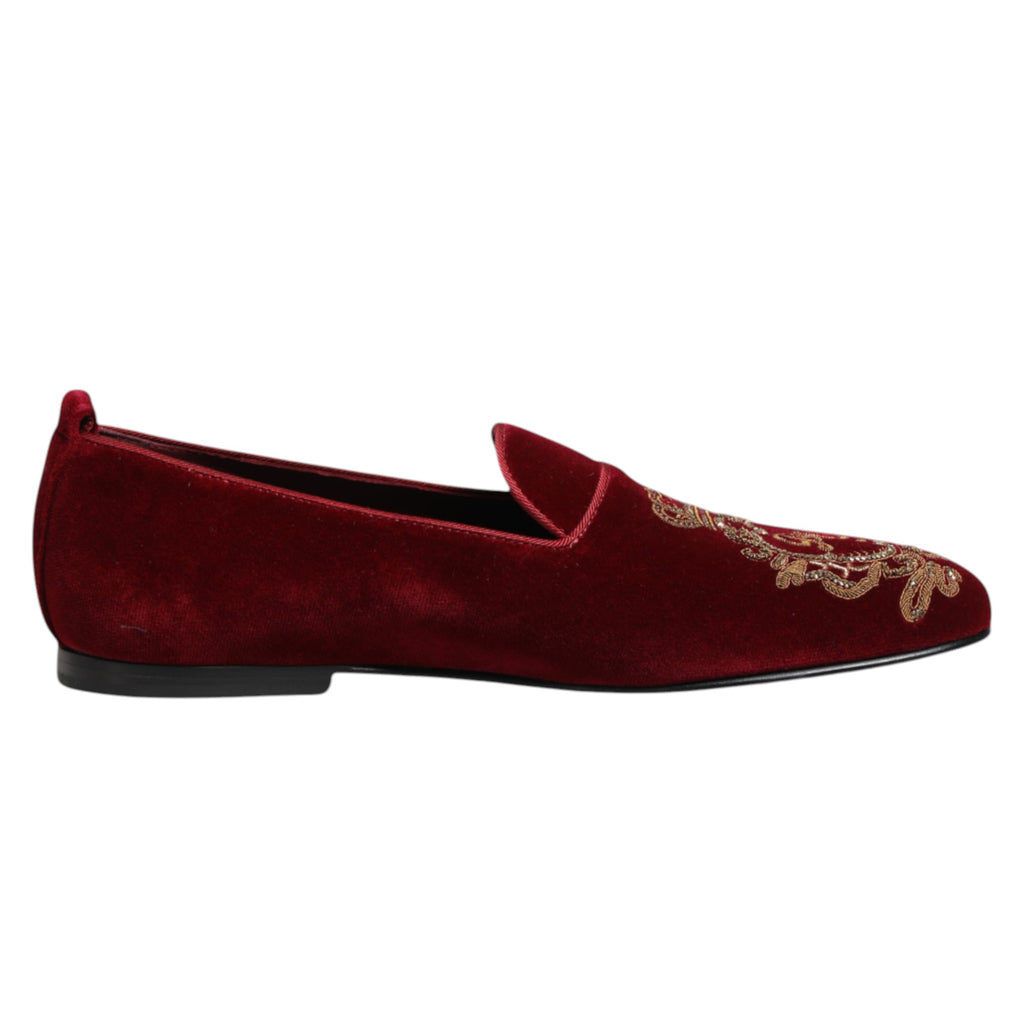 Dolce & Gabbana Red Slip On Loafers for Men alternate view