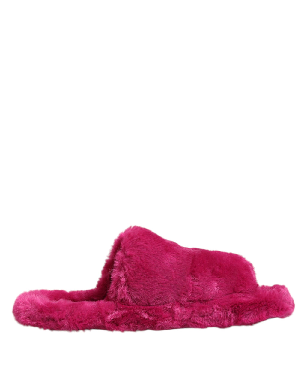 Chaussures plates pour hommes Dolce & Gabbana en fausse fourrure acrylique rose