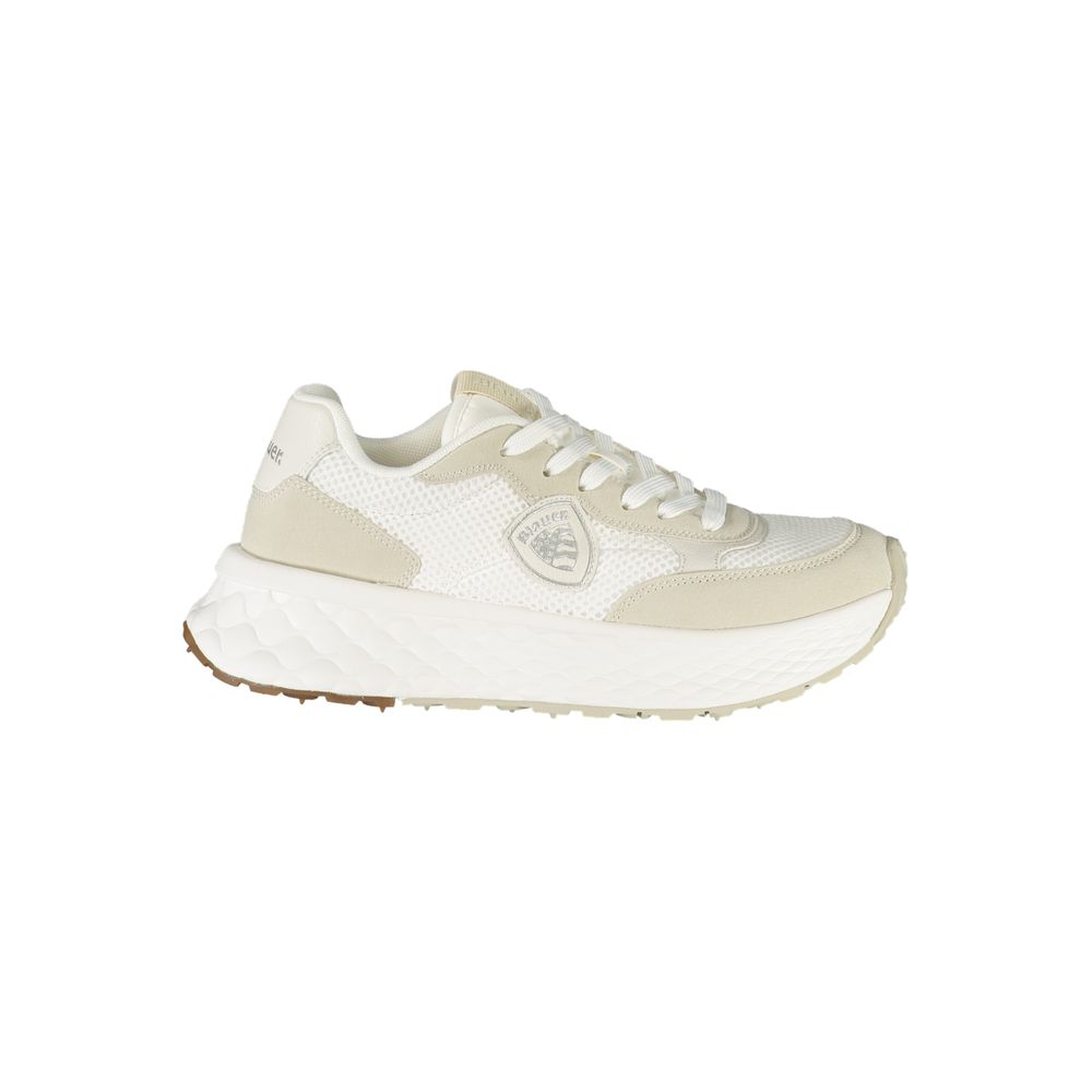 Baskets Blauer blanches en polyuréthane pour femme
