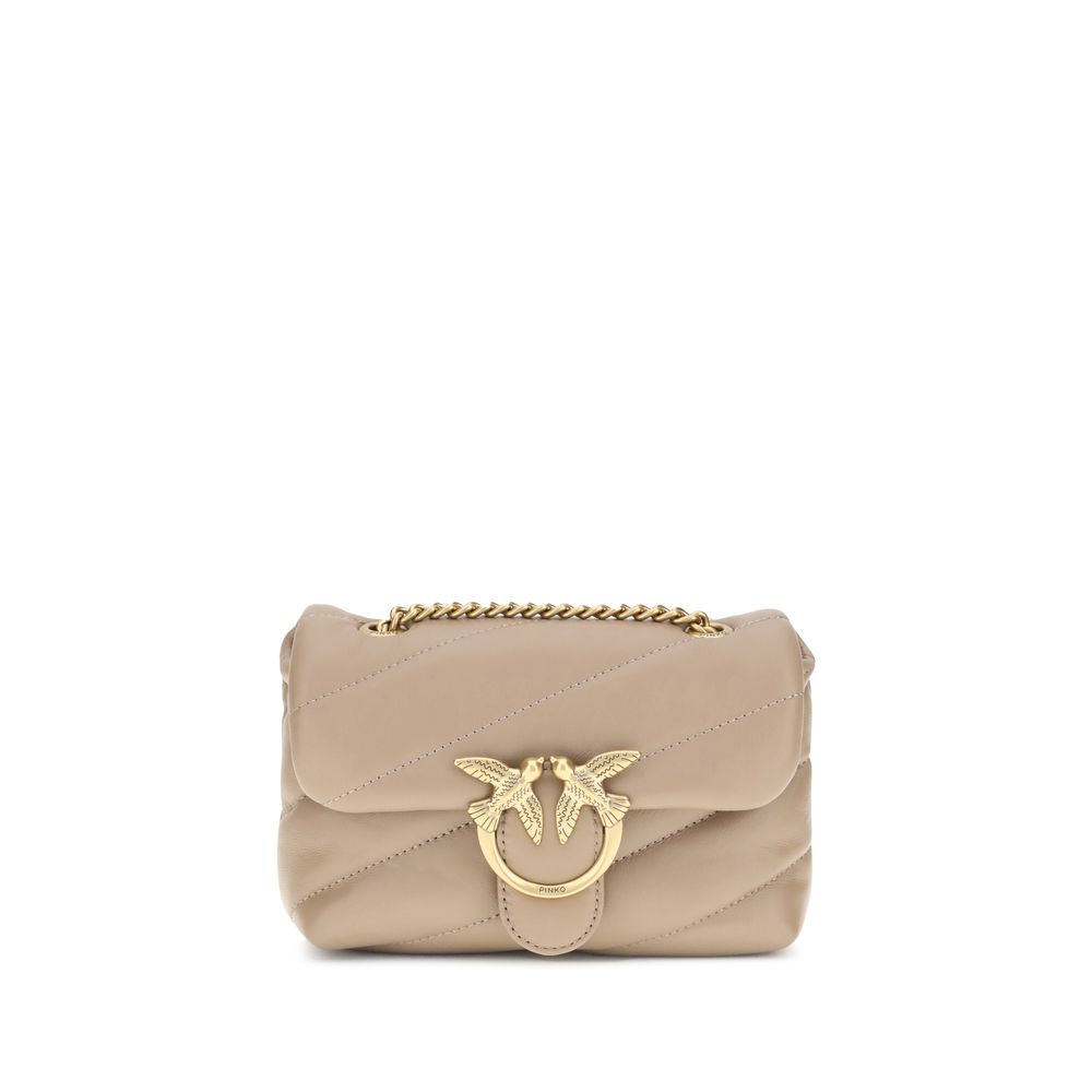 PINKO Beige Calf Leather Bos Taurus Shoulder Bag