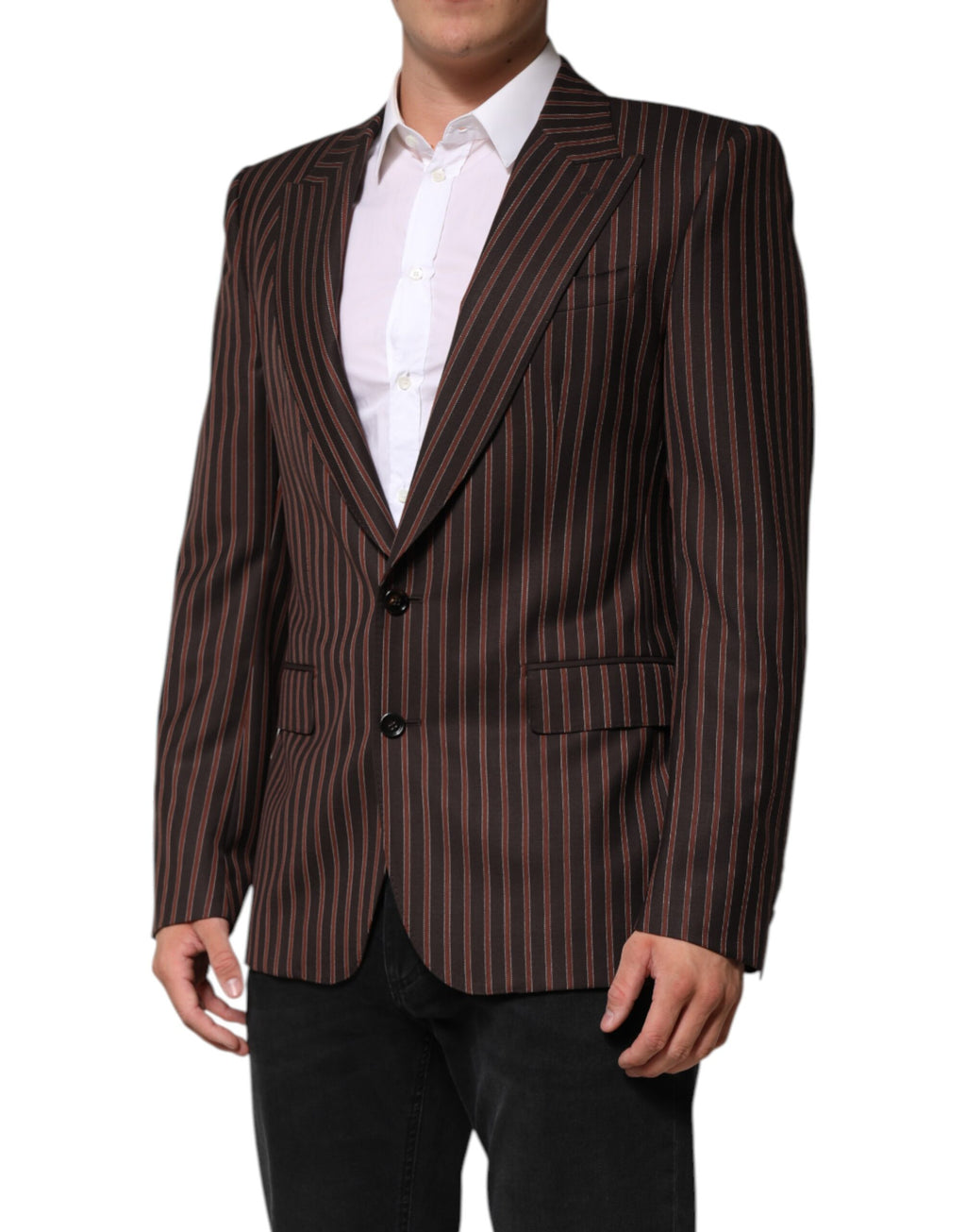 Dolce &amp; Gabbana – Einreihiger Blazer mit schwarzen und braunen Streifen