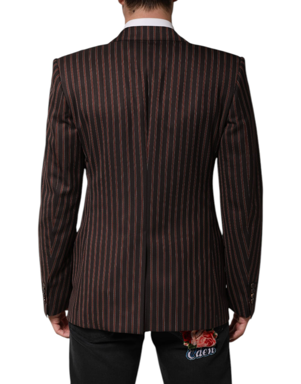 Dolce &amp; Gabbana – Einreihiger Blazer mit schwarzen und braunen Streifen