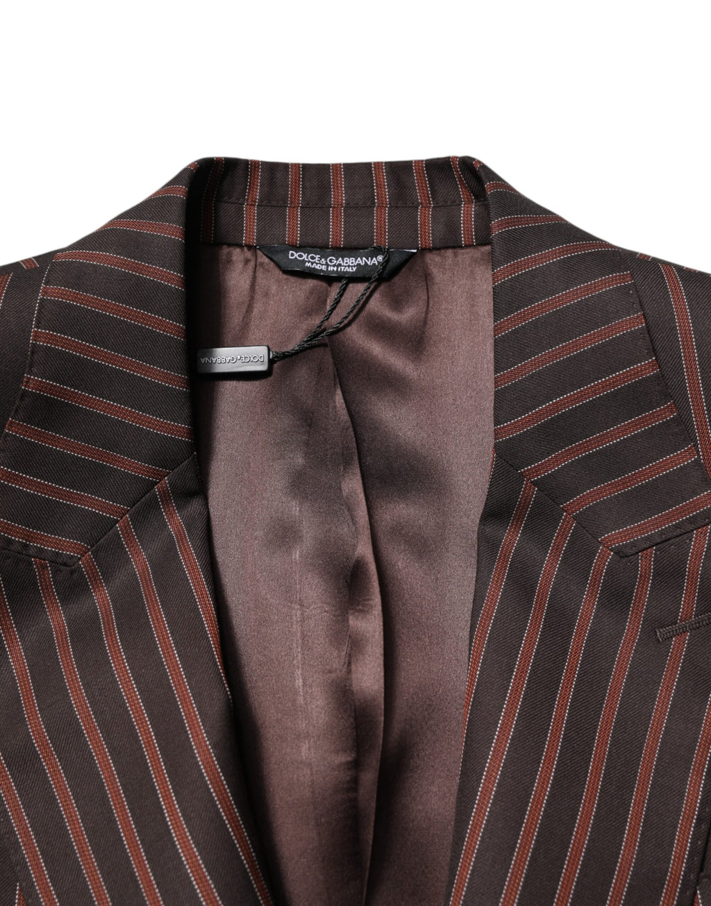 Dolce &amp; Gabbana – Einreihiger Blazer mit schwarzen und braunen Streifen
