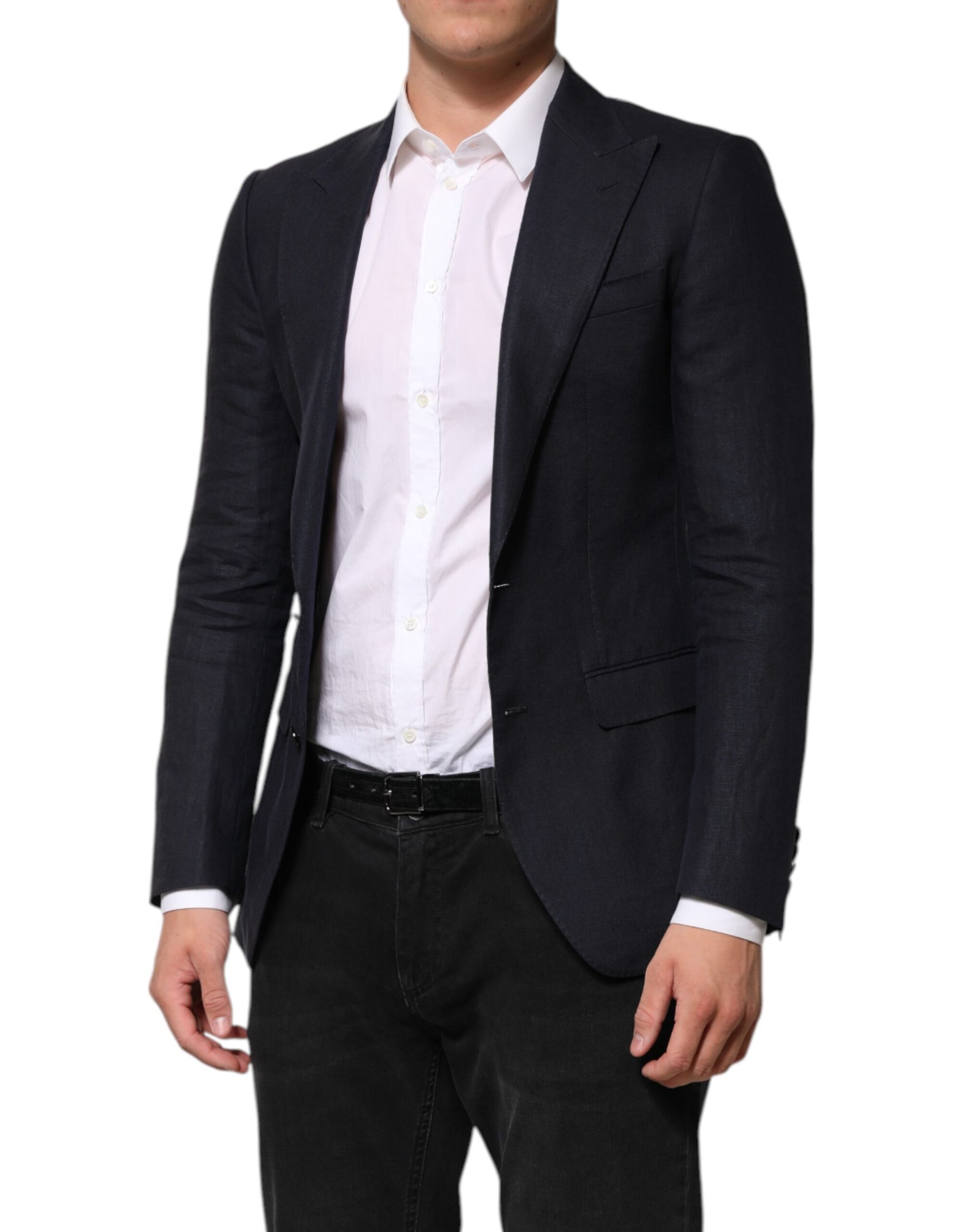 Dolce &amp; Gabbana Dunkelblauer einreihiger Herrenanzug-Blazer