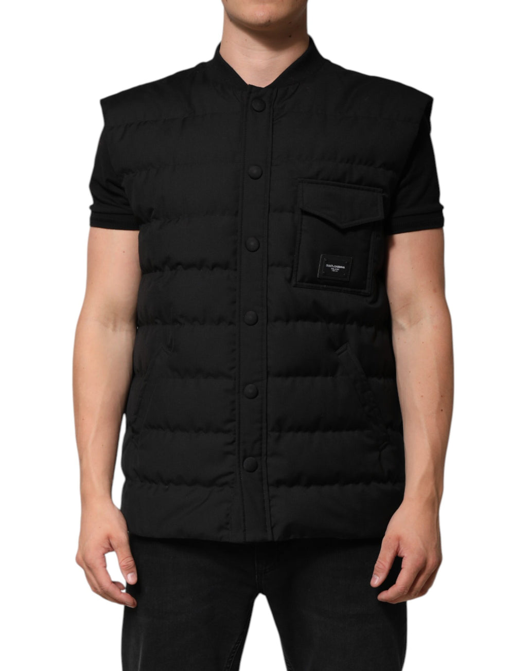 Veste sans manches Dolce & Gabbana noire avec plaque logo