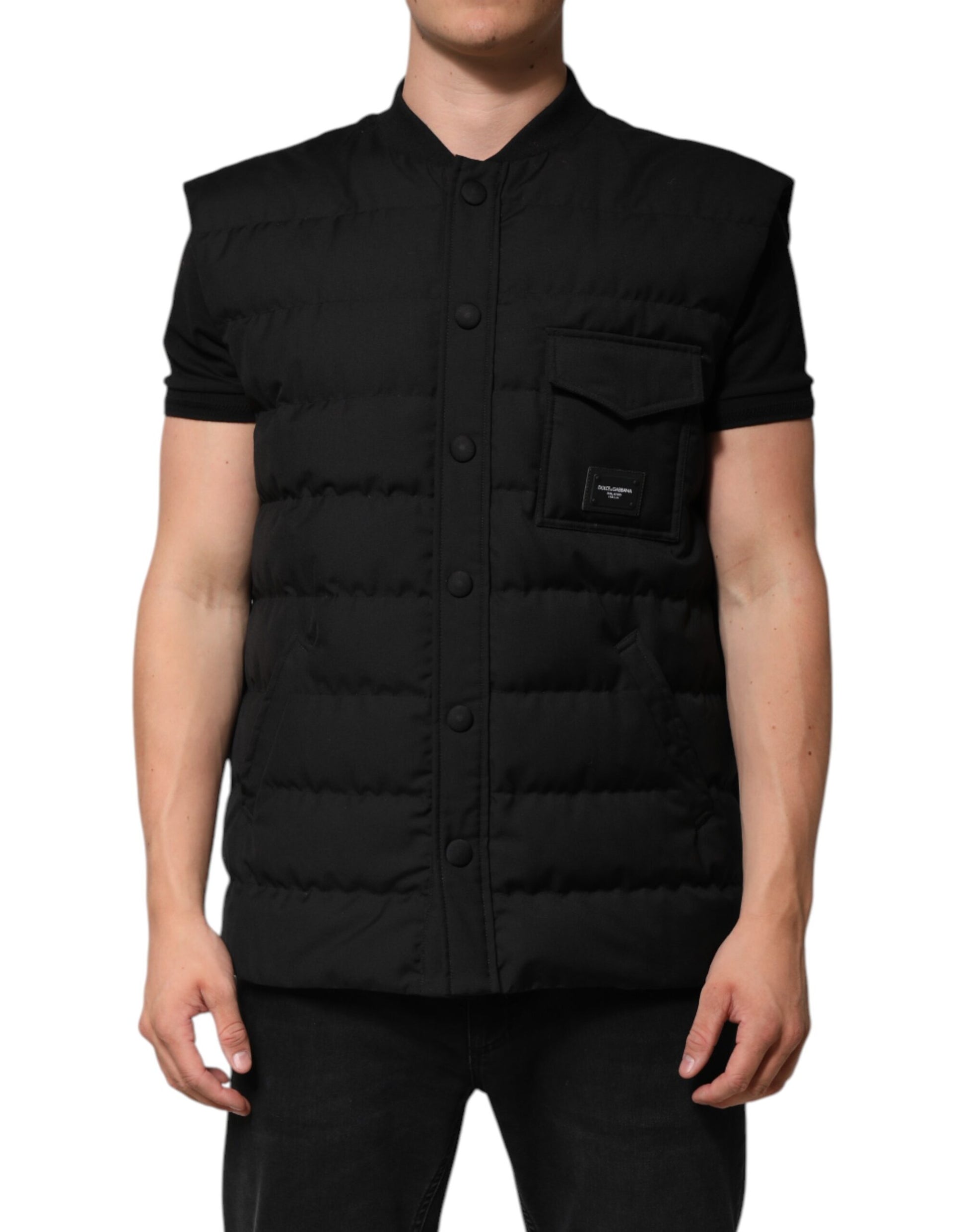 Veste sans manches Dolce & Gabbana noire avec plaque logo