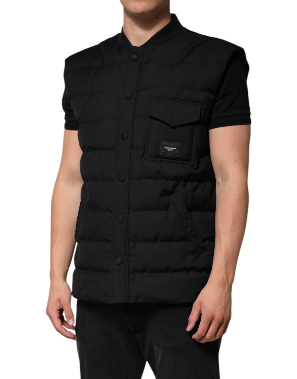 Veste sans manches Dolce & Gabbana noire avec plaque logo