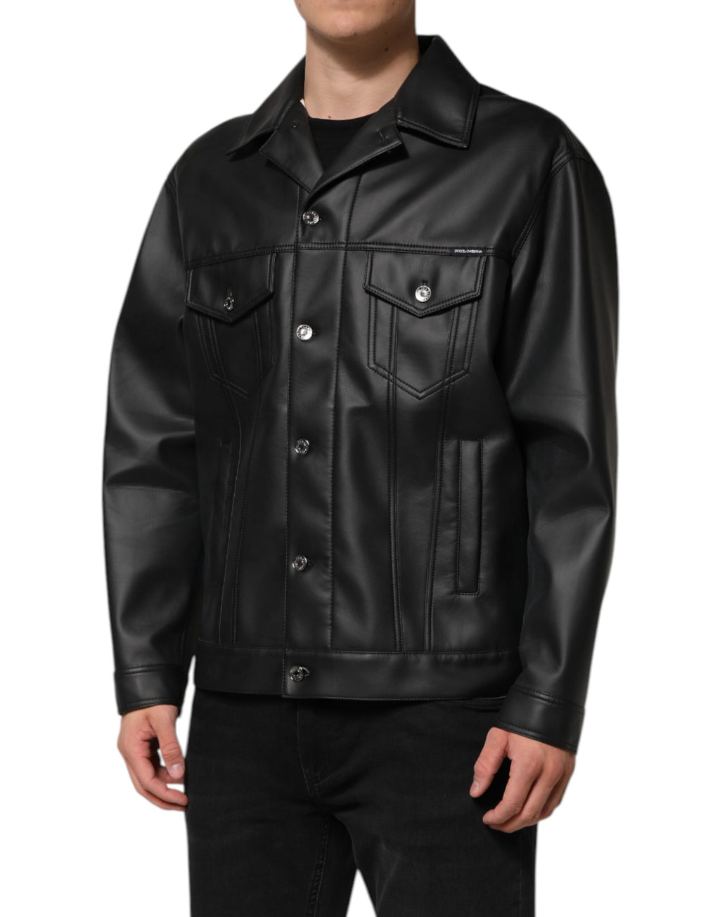 Dolce & Gabbana Black Biker Jackets for Men detail view